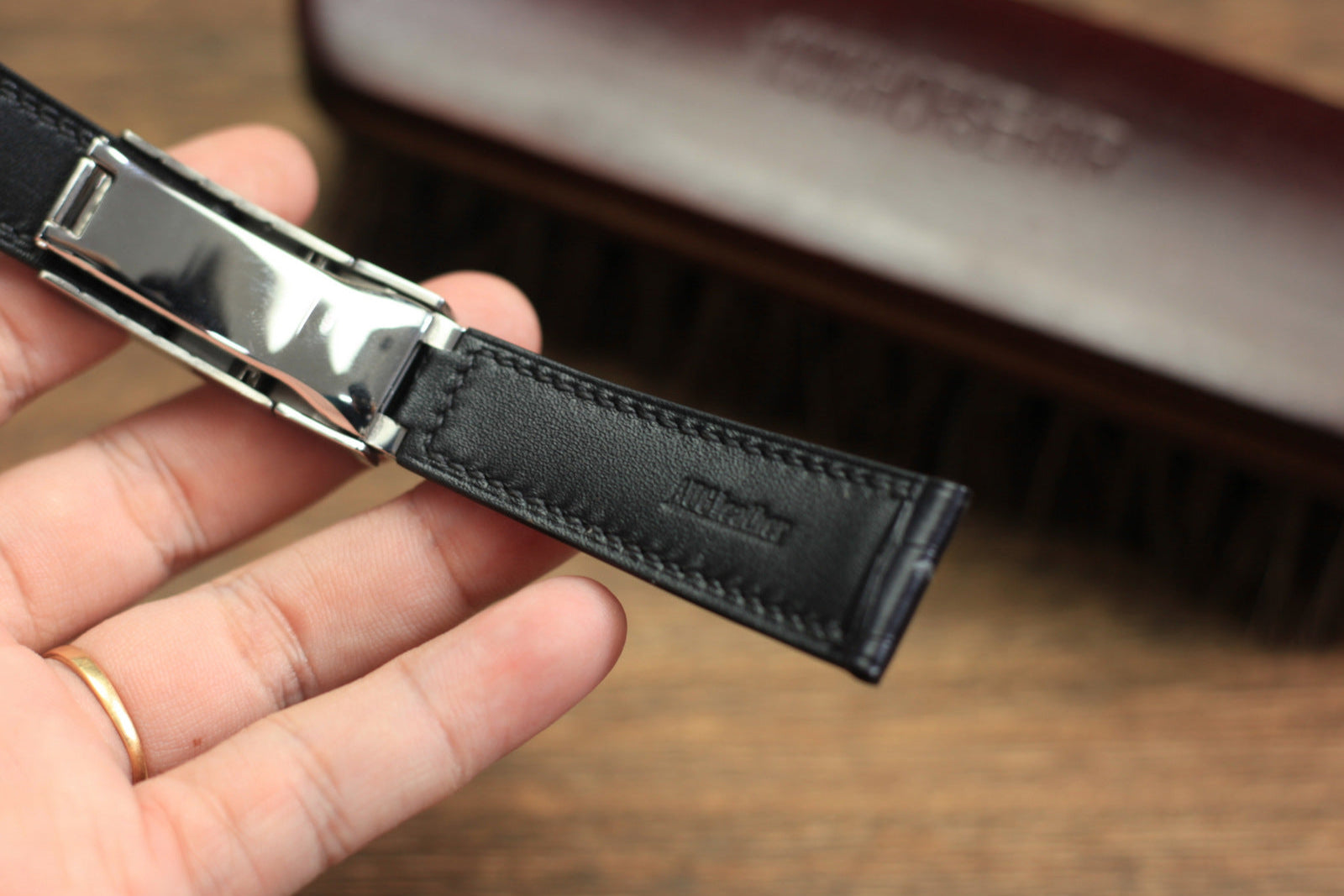 Genuine Black Alligator Leather, Handmade Watch Strap For Rolex Watches