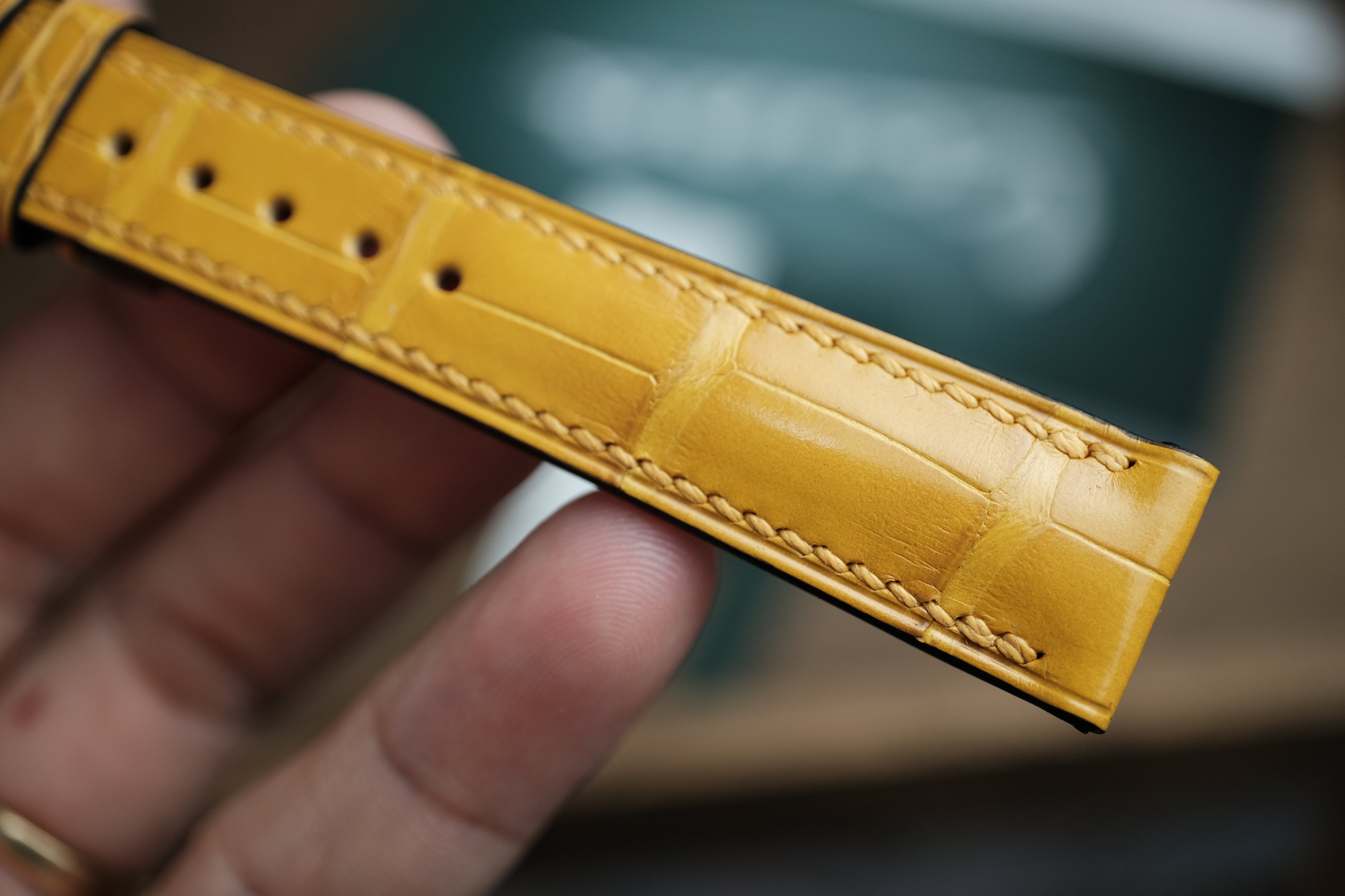 Genuine Mustard Yellow Alligator Leather, Handmade Watch Strap