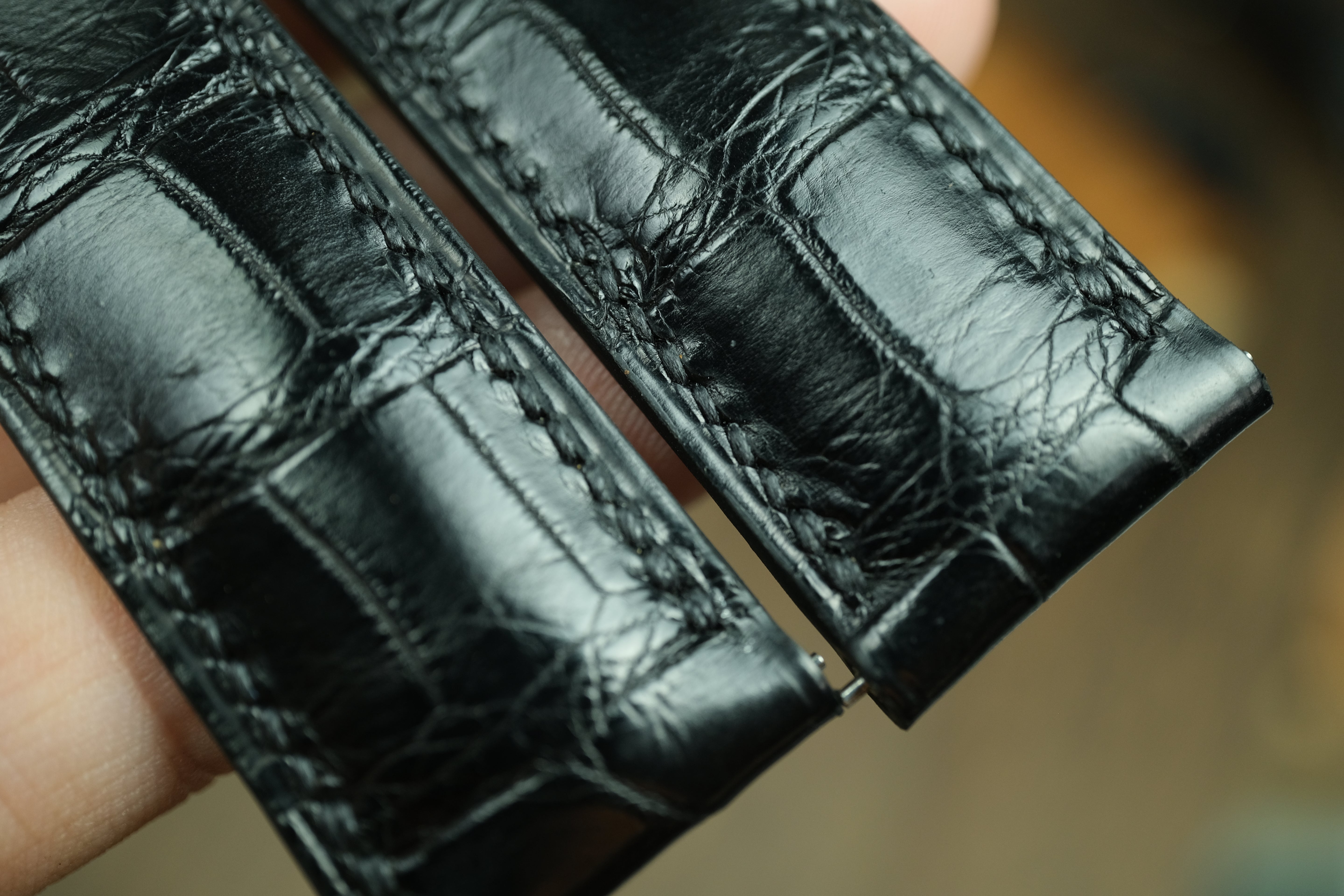 Black Alligator Leather Omega Watch Strap