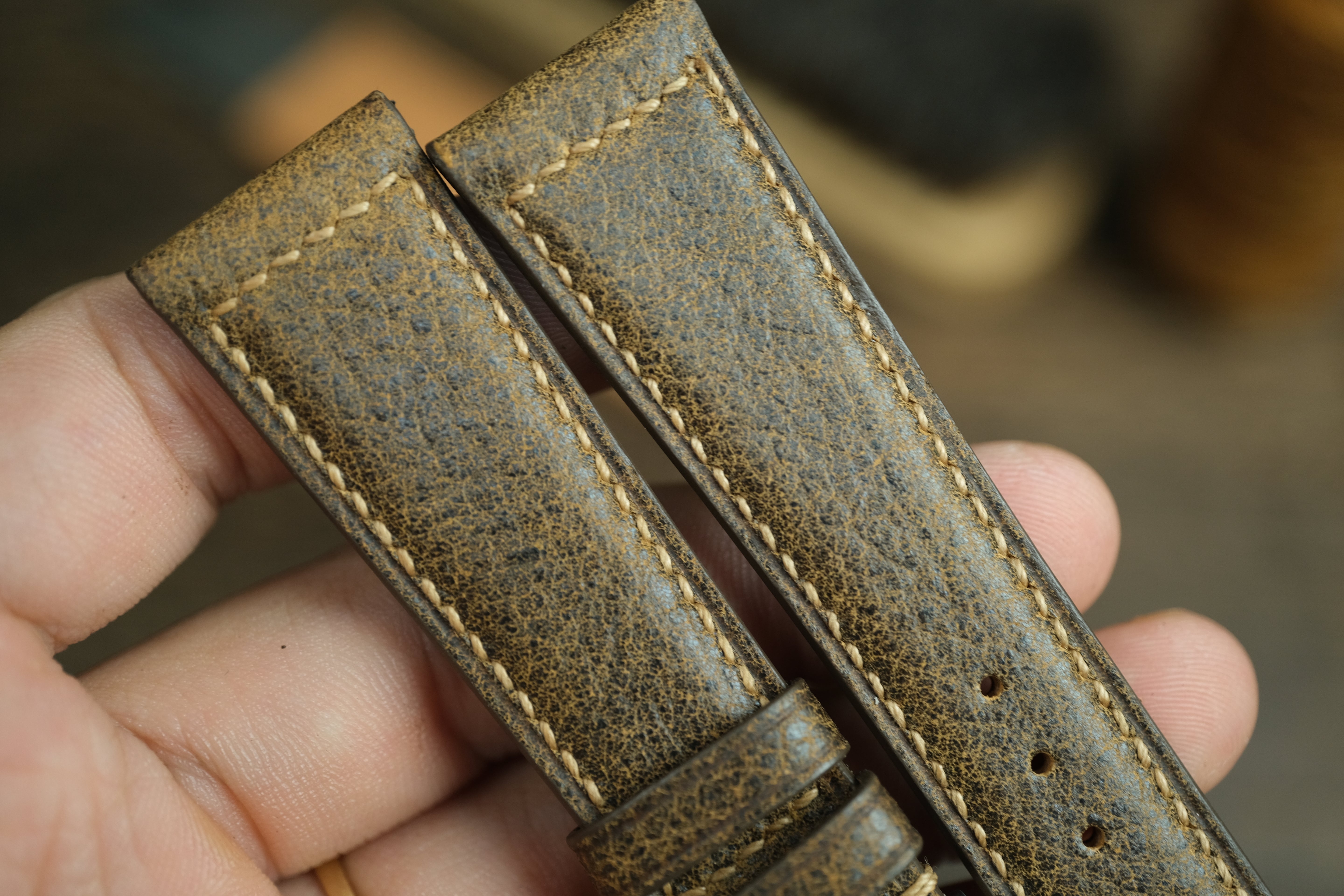 Brown Distressed Leather Watch Strap