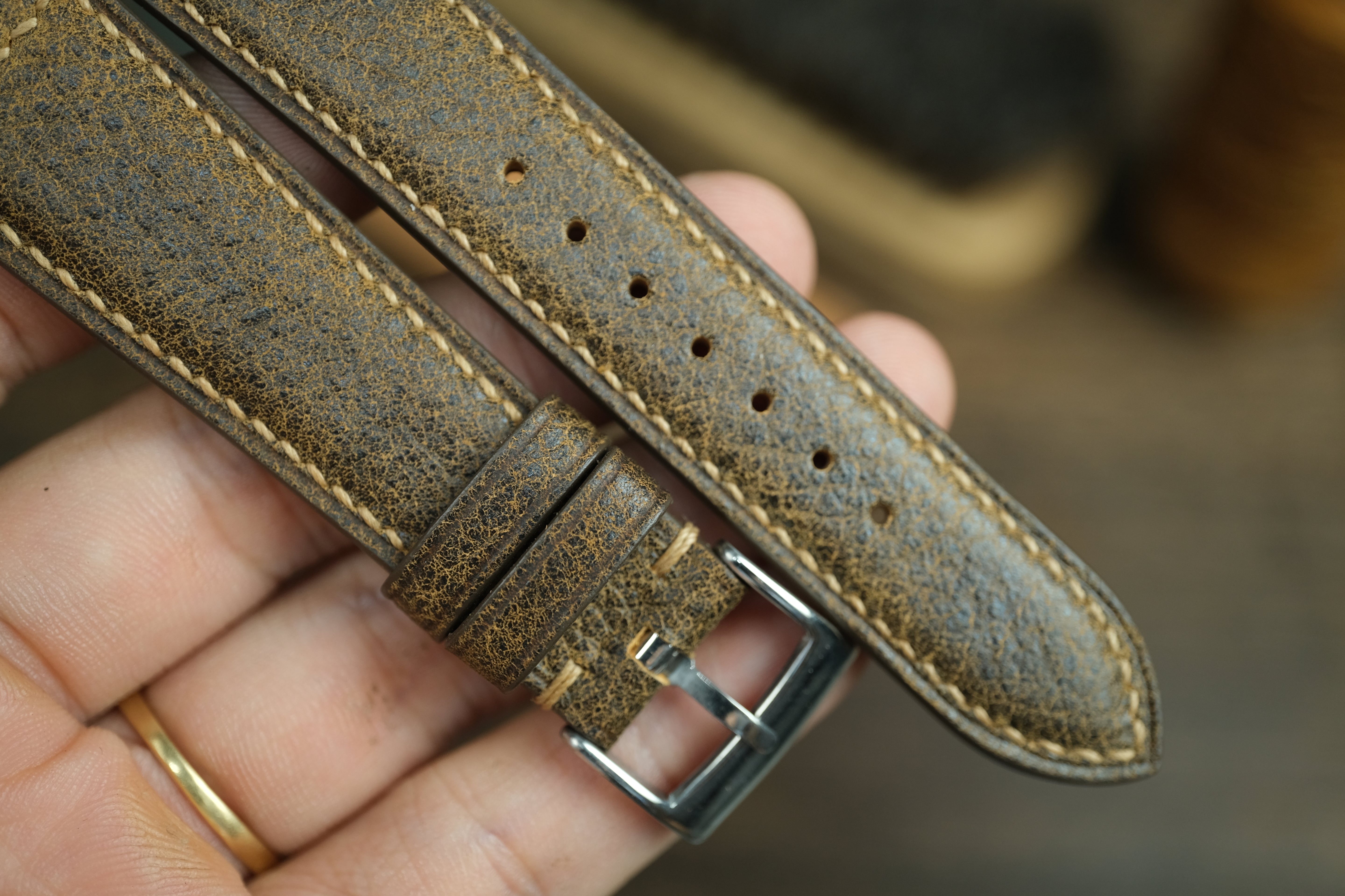 Brown Distressed Leather Watch Strap