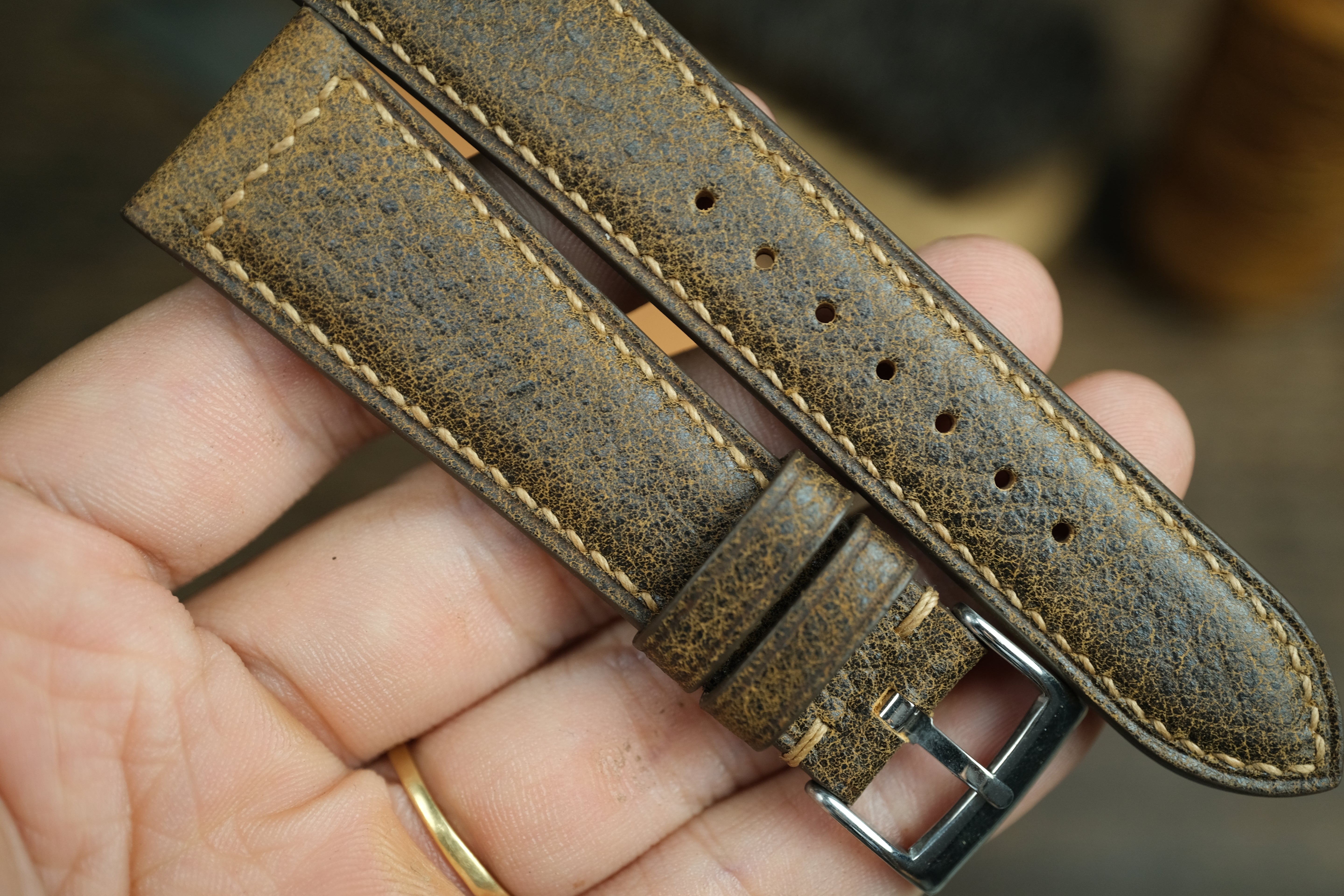 Brown Distressed Leather Watch Strap