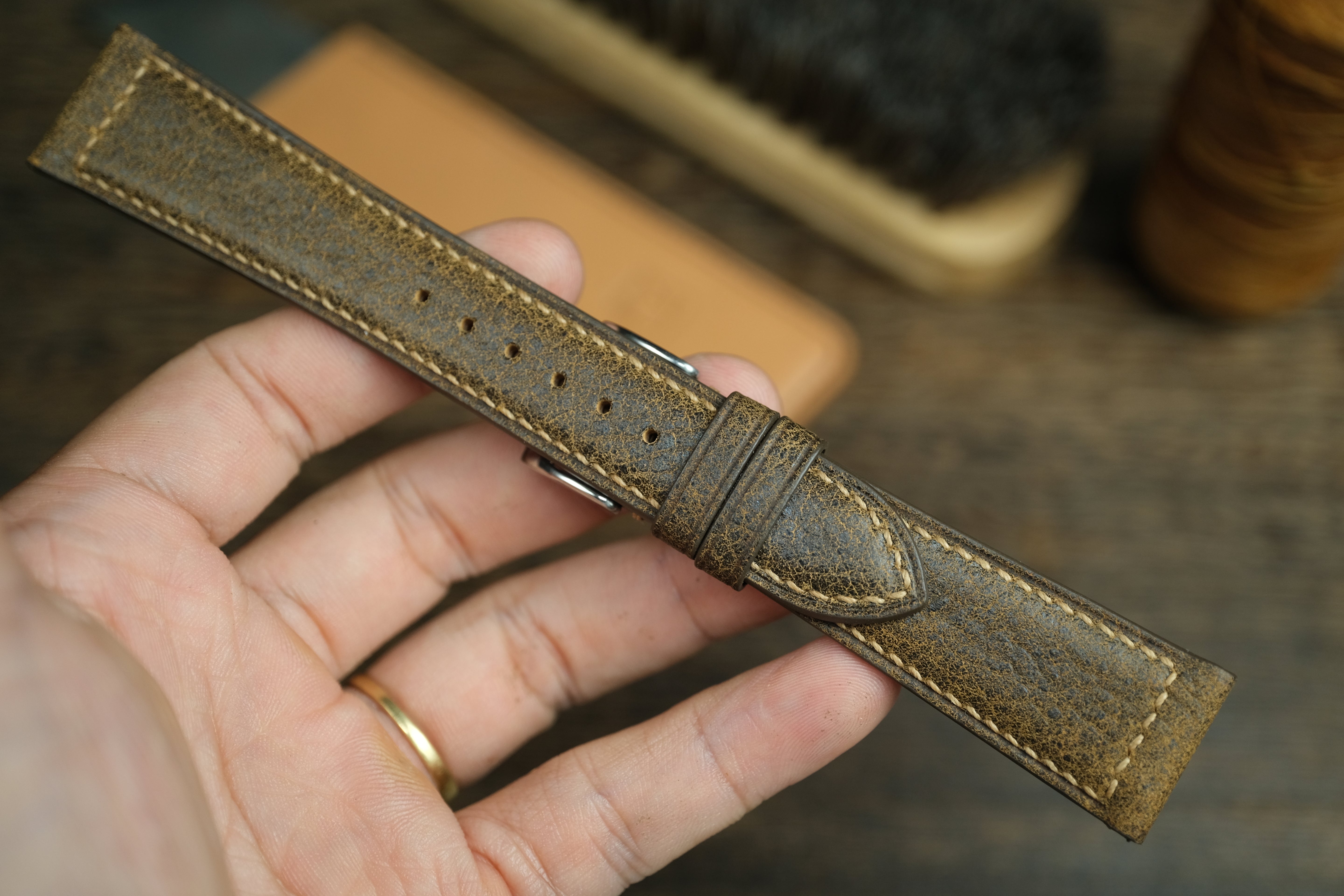 Brown Distressed Leather Watch Strap
