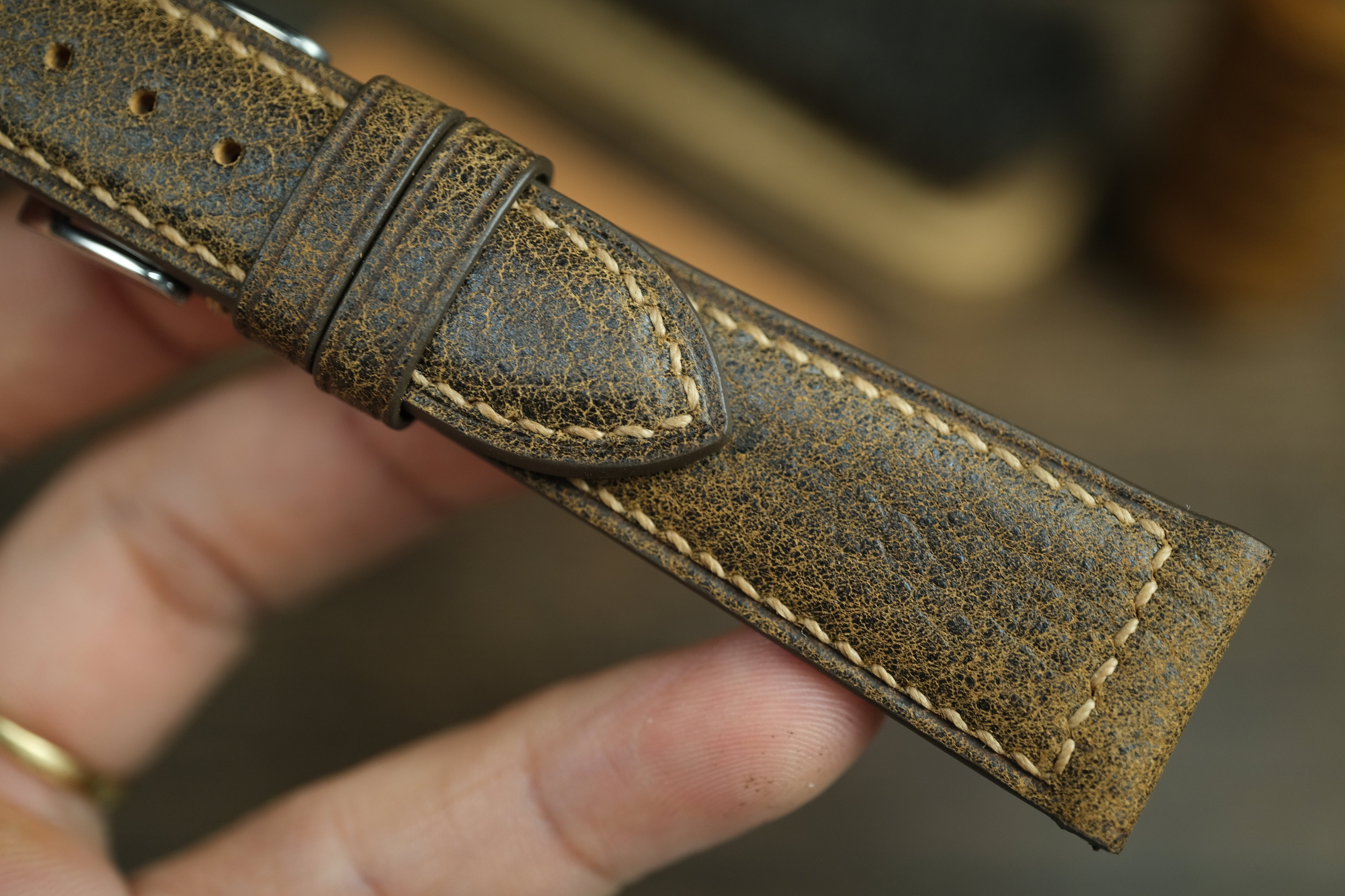Brown Distressed Leather Watch Strap