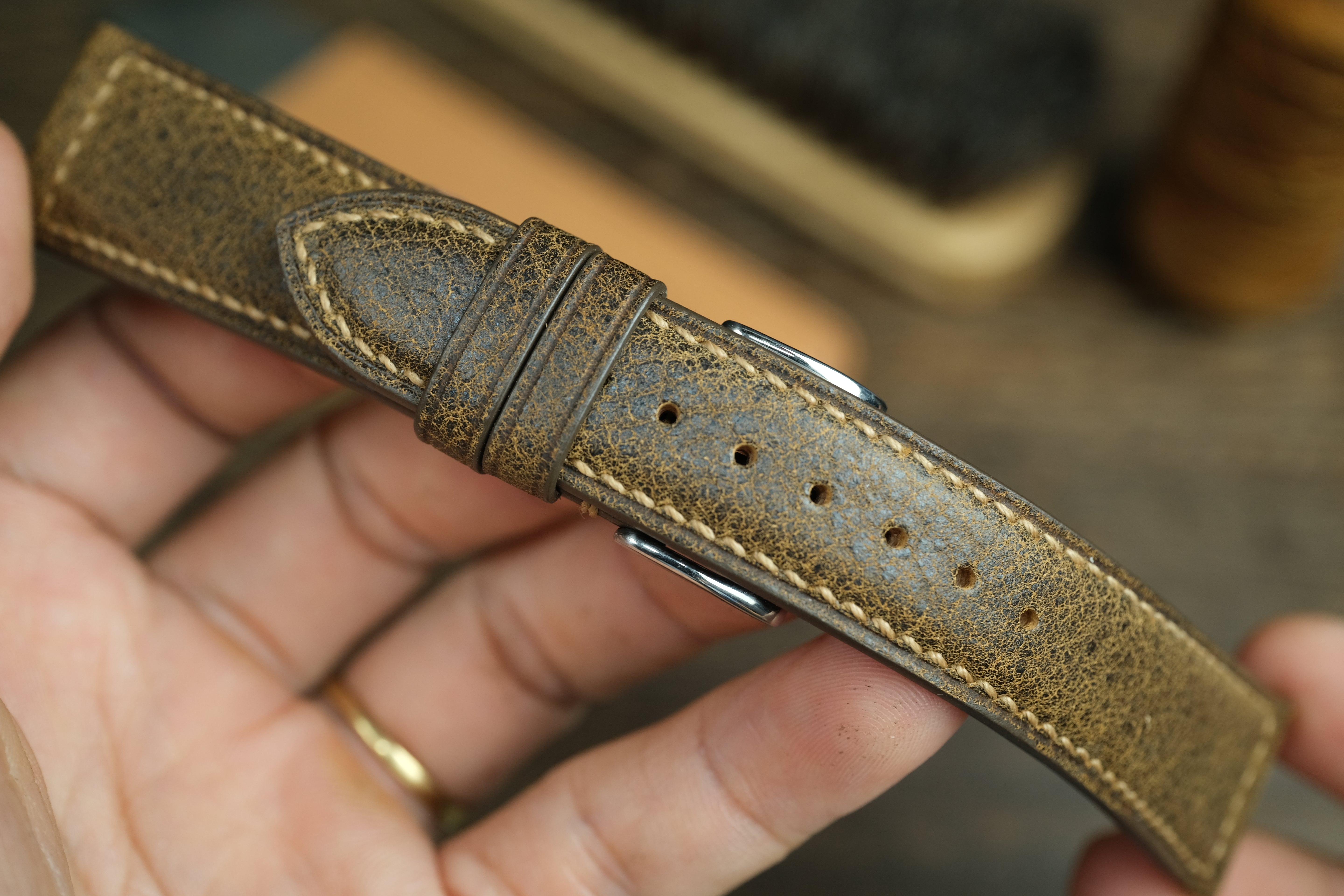 Brown Distressed Leather Watch Strap