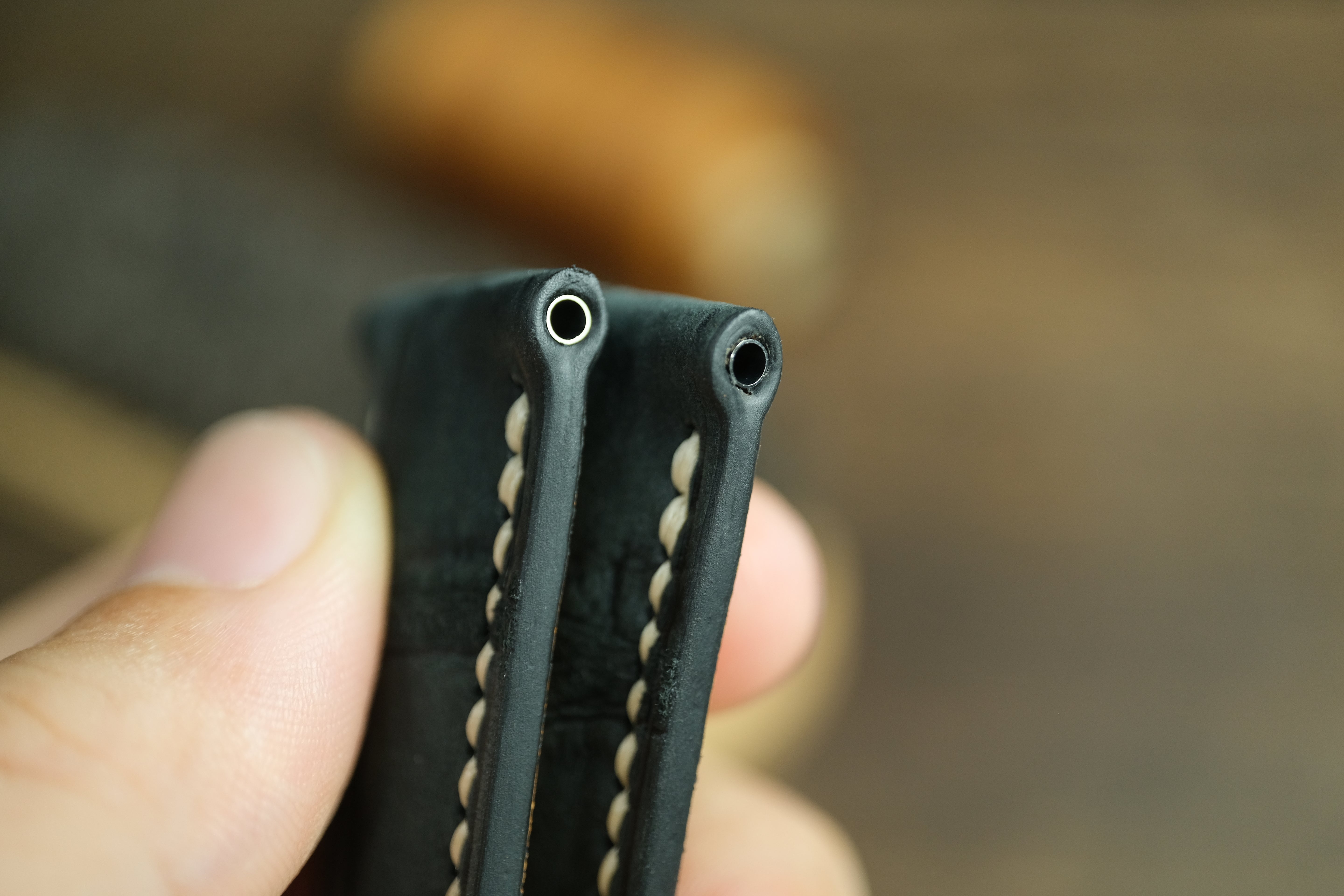 Panerai Watch Strap, Genuine Nubuck Black Alligator Leather