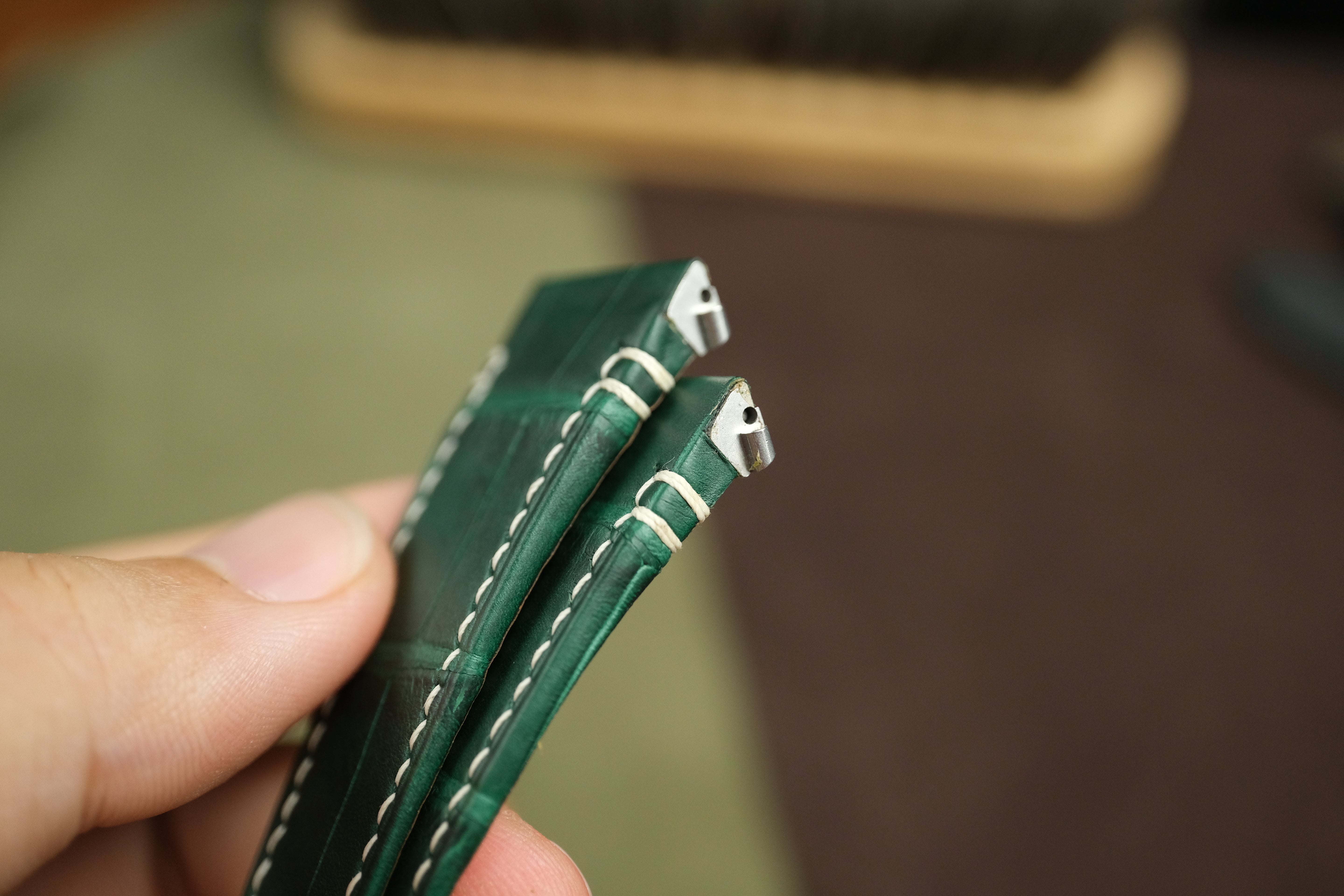 Green Alligator Leather Santos De Cartier Watch Strap.