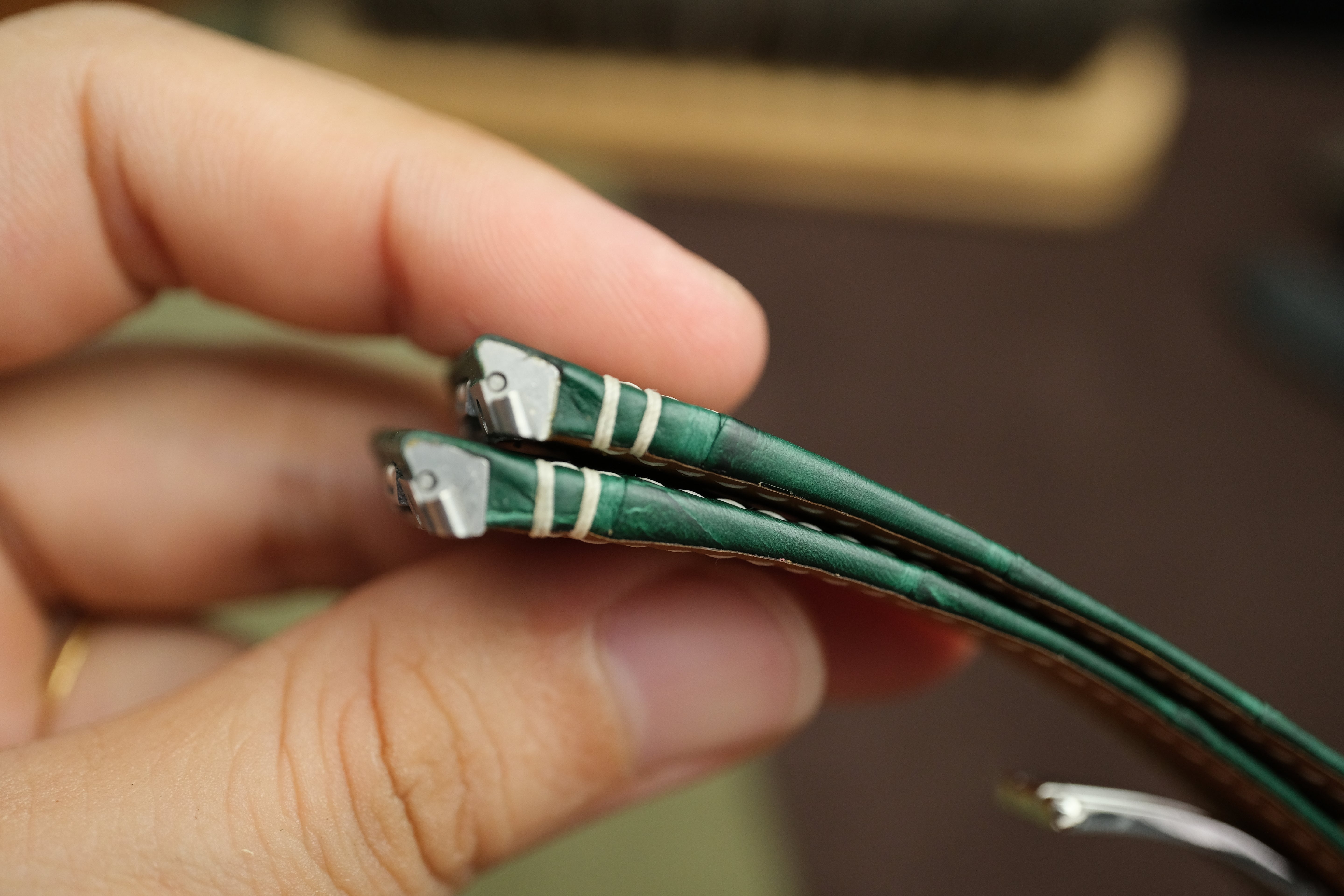 Green Alligator Leather Santos De Cartier Watch Strap.