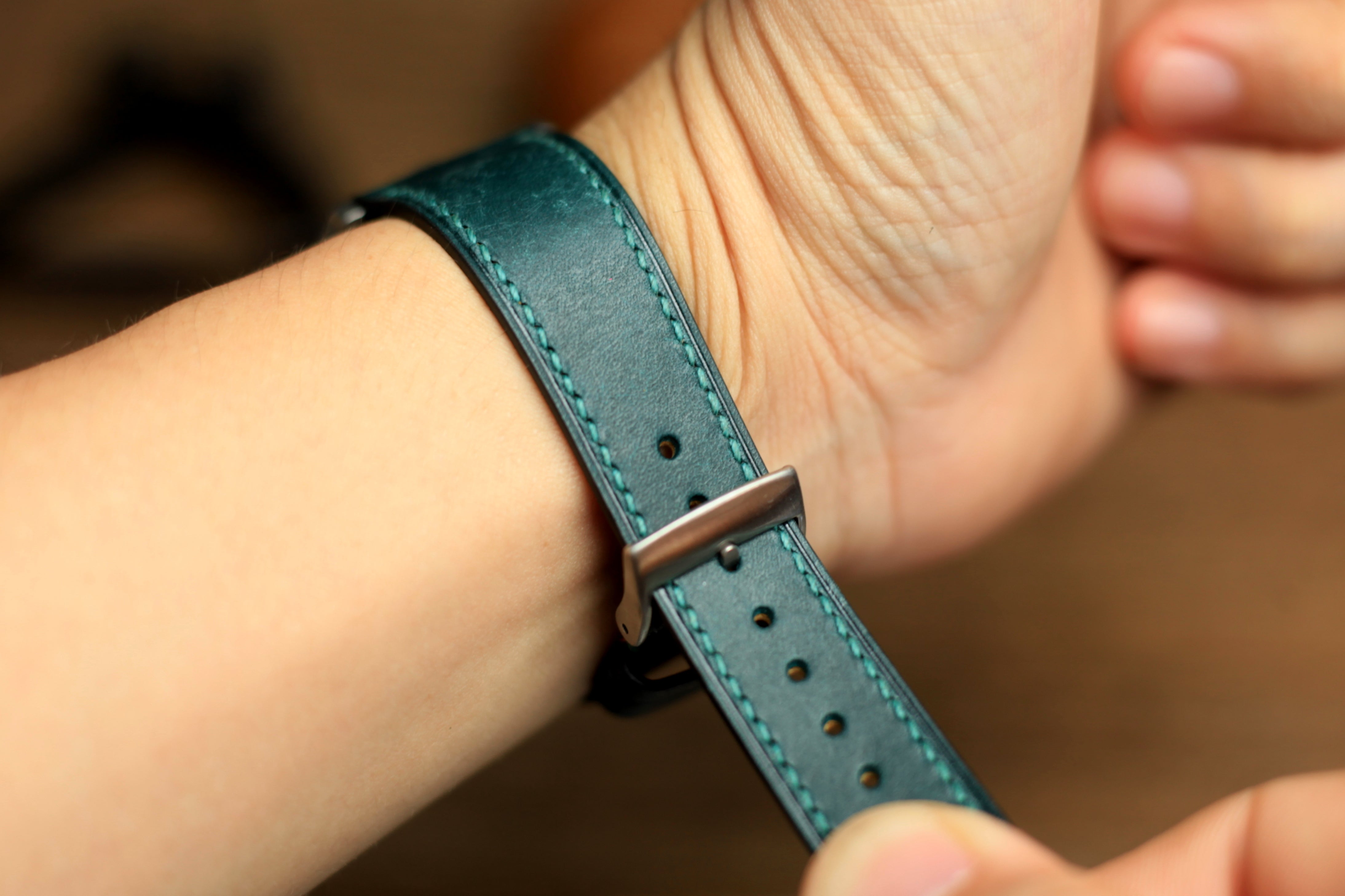 Pueblo Deep Teal Green Leather Quick Release Watch Strap