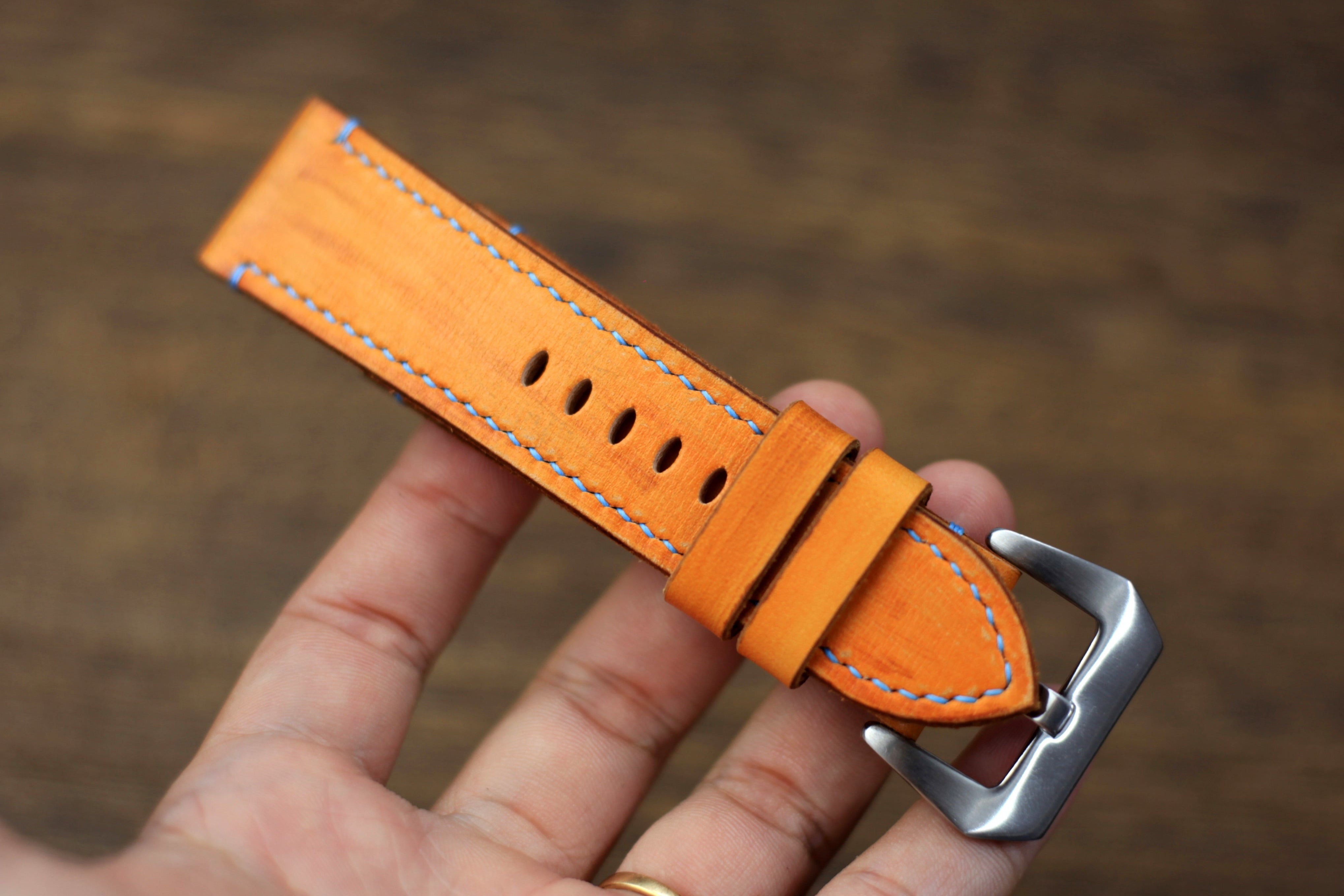 Handmade Vegtan Tan Leather Panerai Watch Strap