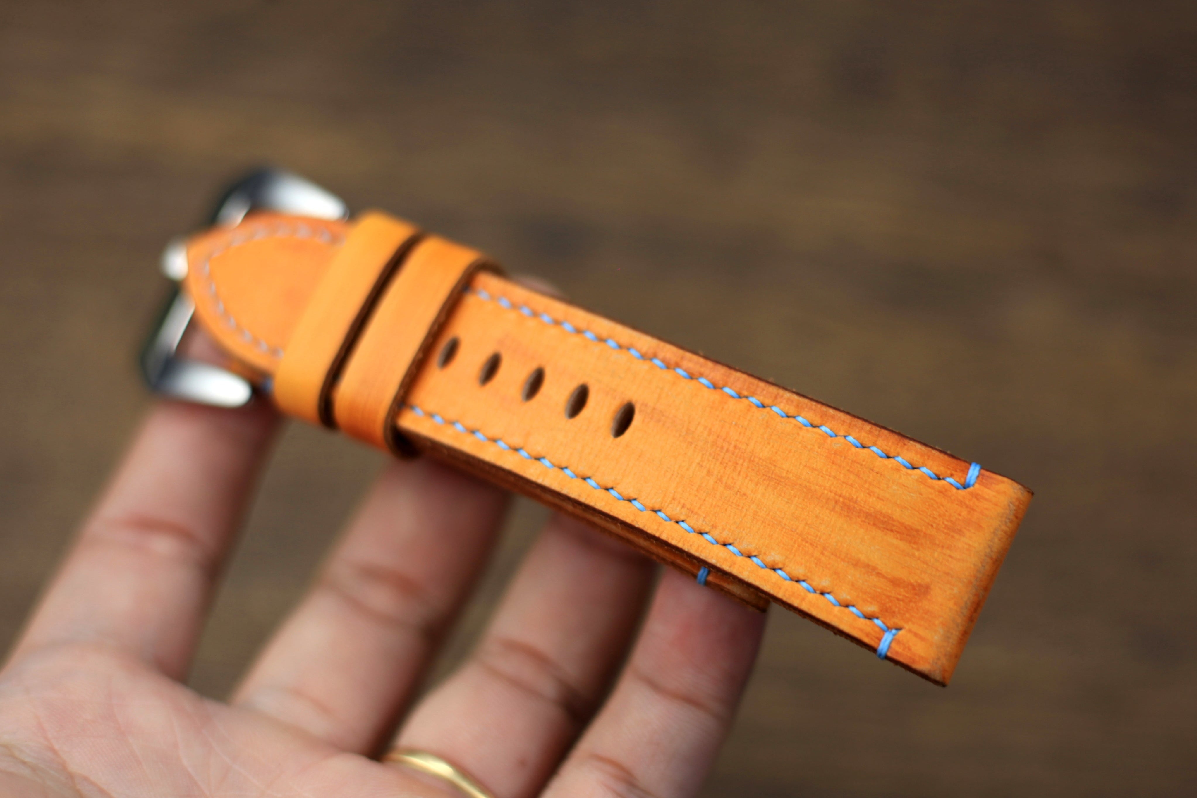 Handmade Vegtan Tan Leather Panerai Watch Strap