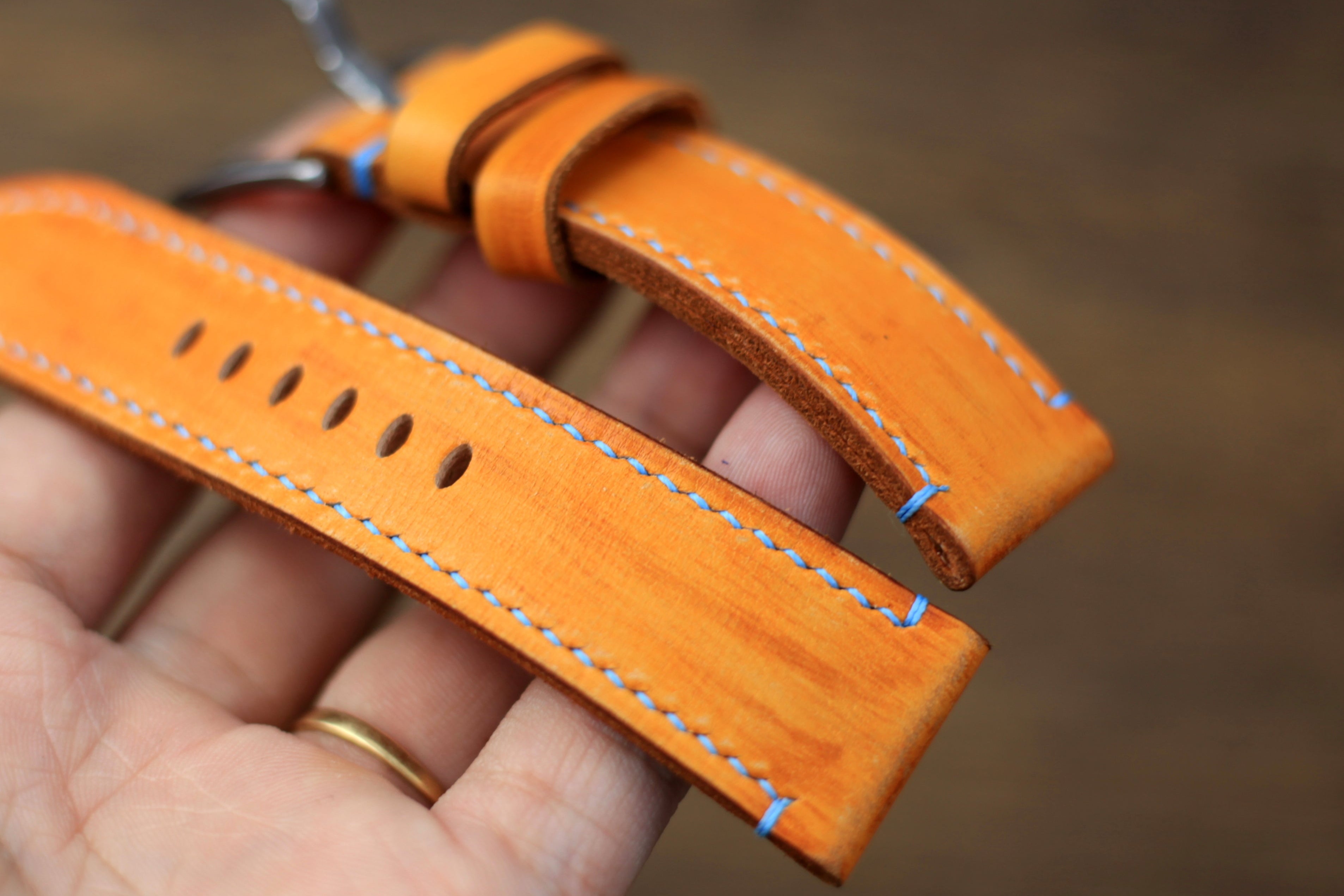 Handmade Vegtan Tan Leather Panerai Watch Strap