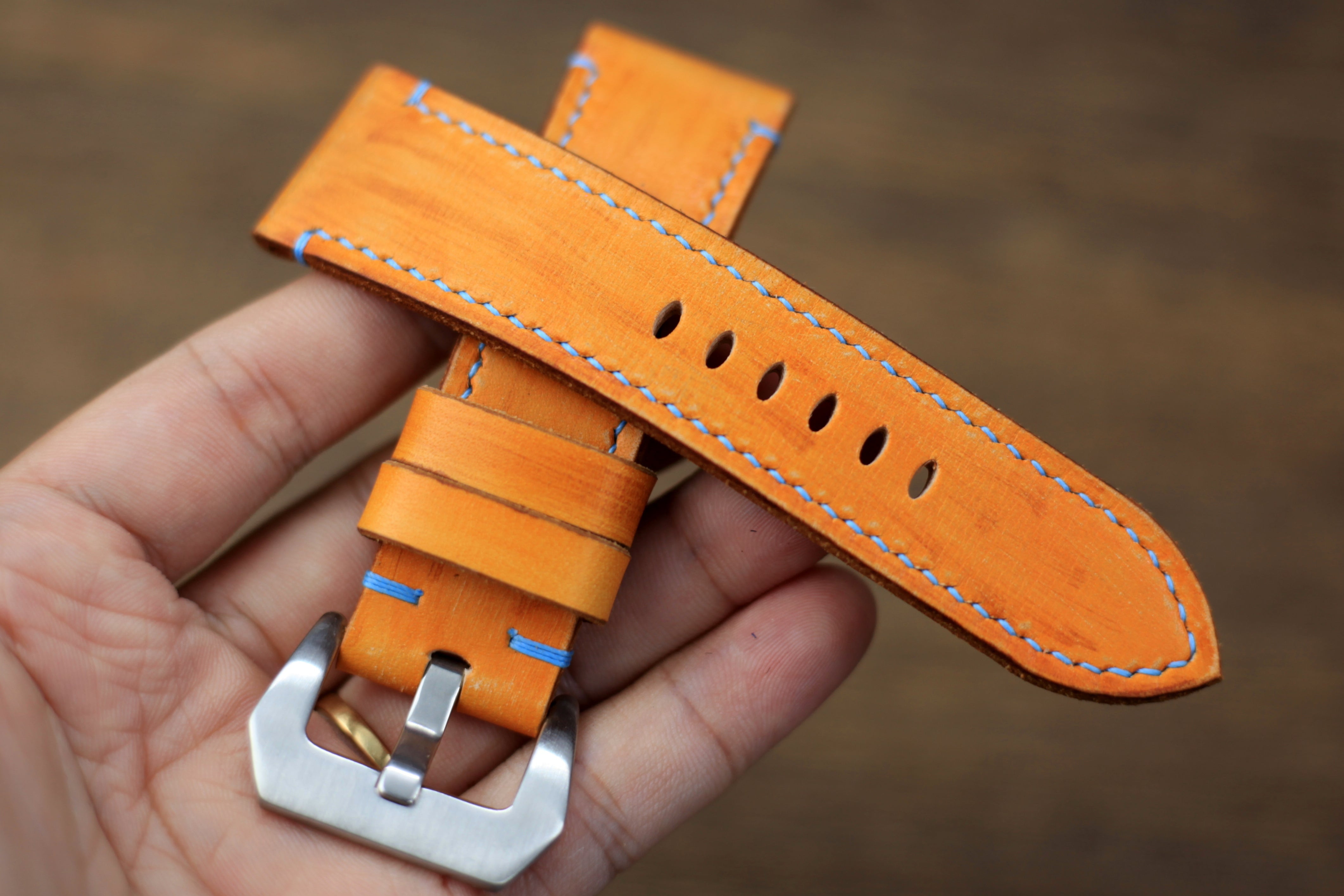 Handmade Vegtan Tan Leather Panerai Watch Strap