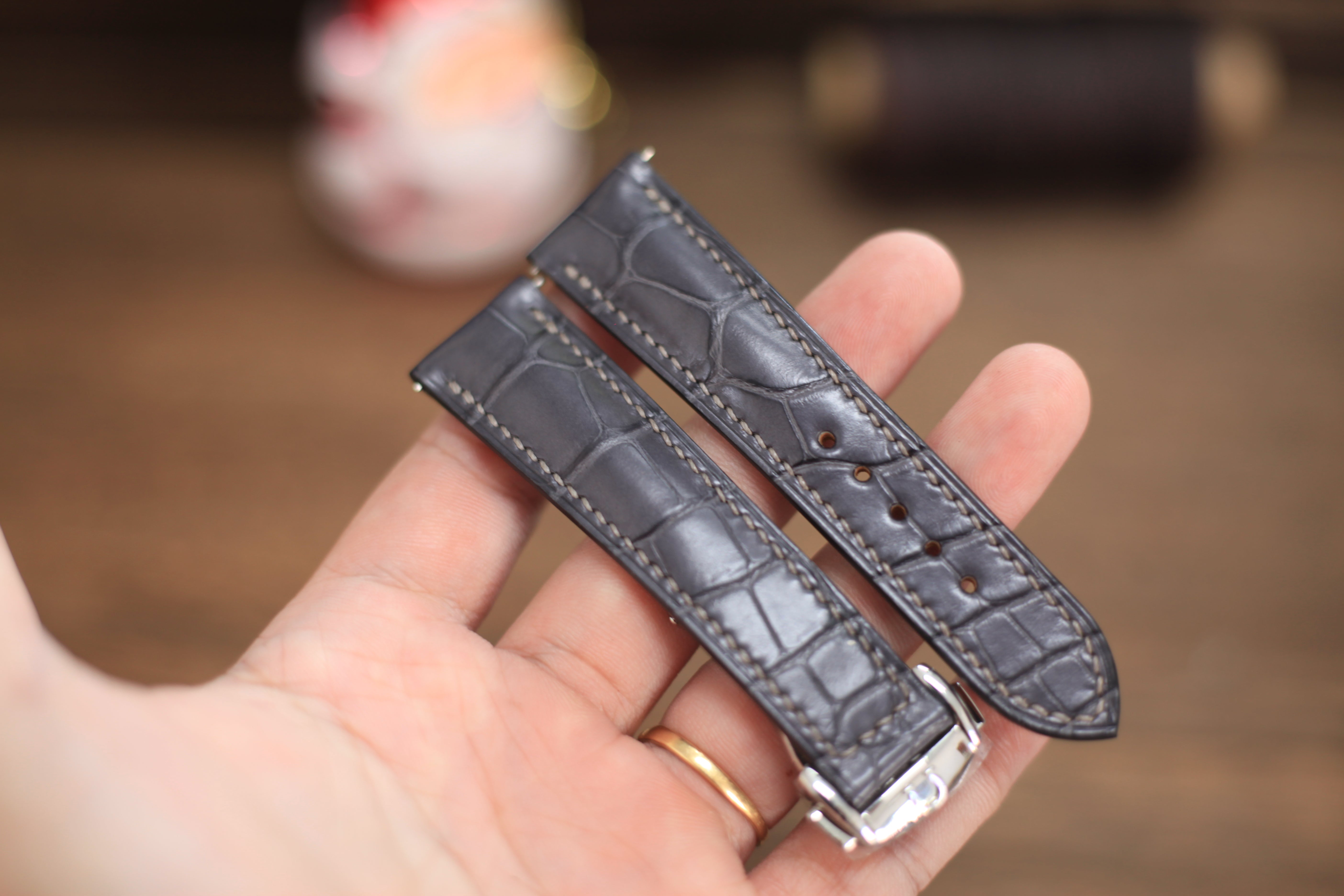 Handmade Grey Alligator Omega Watch Strap