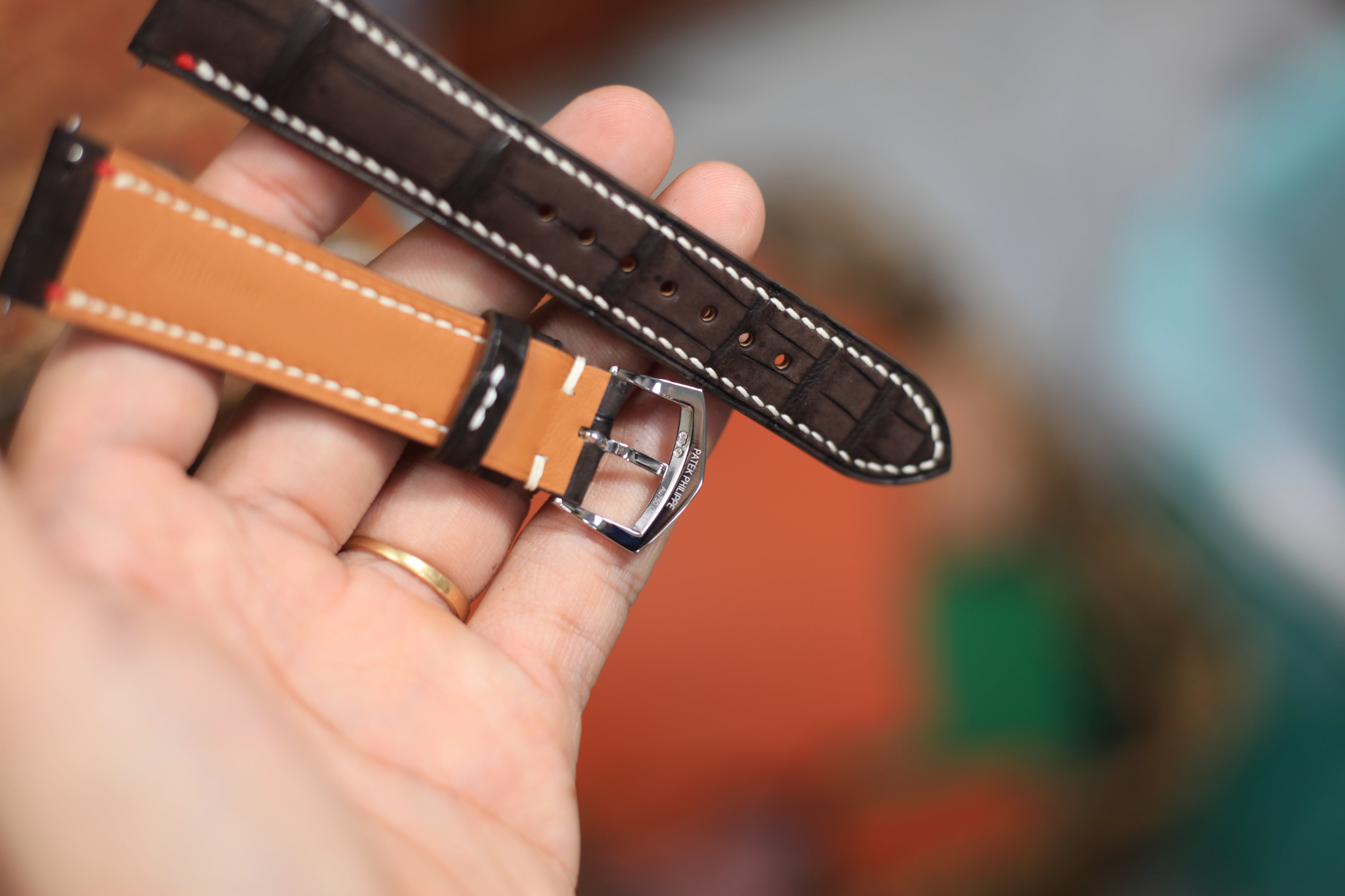 Genuine Nubuck Brown Alligator Leather, Handmade Watch Strap