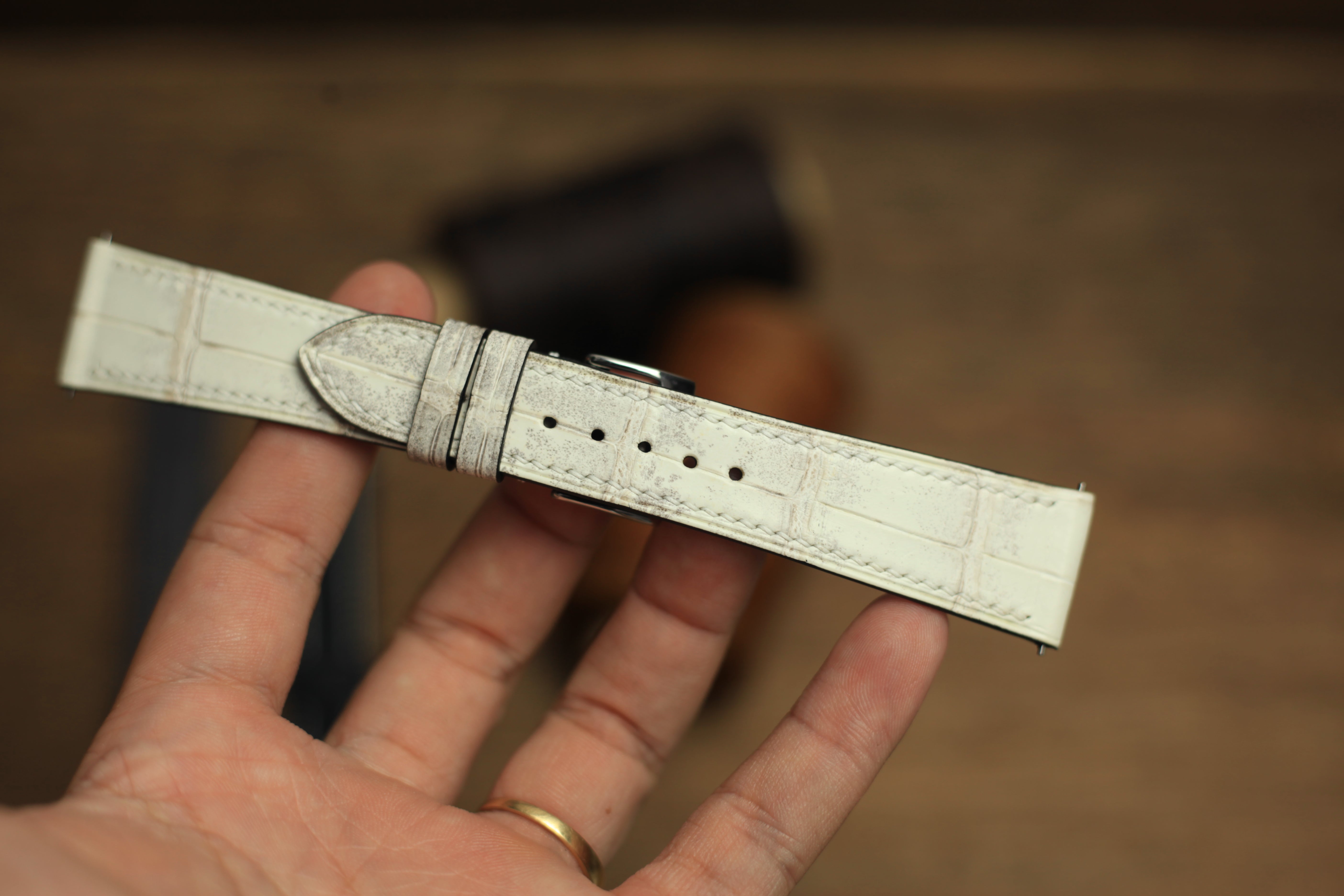 Genuine Himalayan Alligator Leather, Handmade Watch Strap