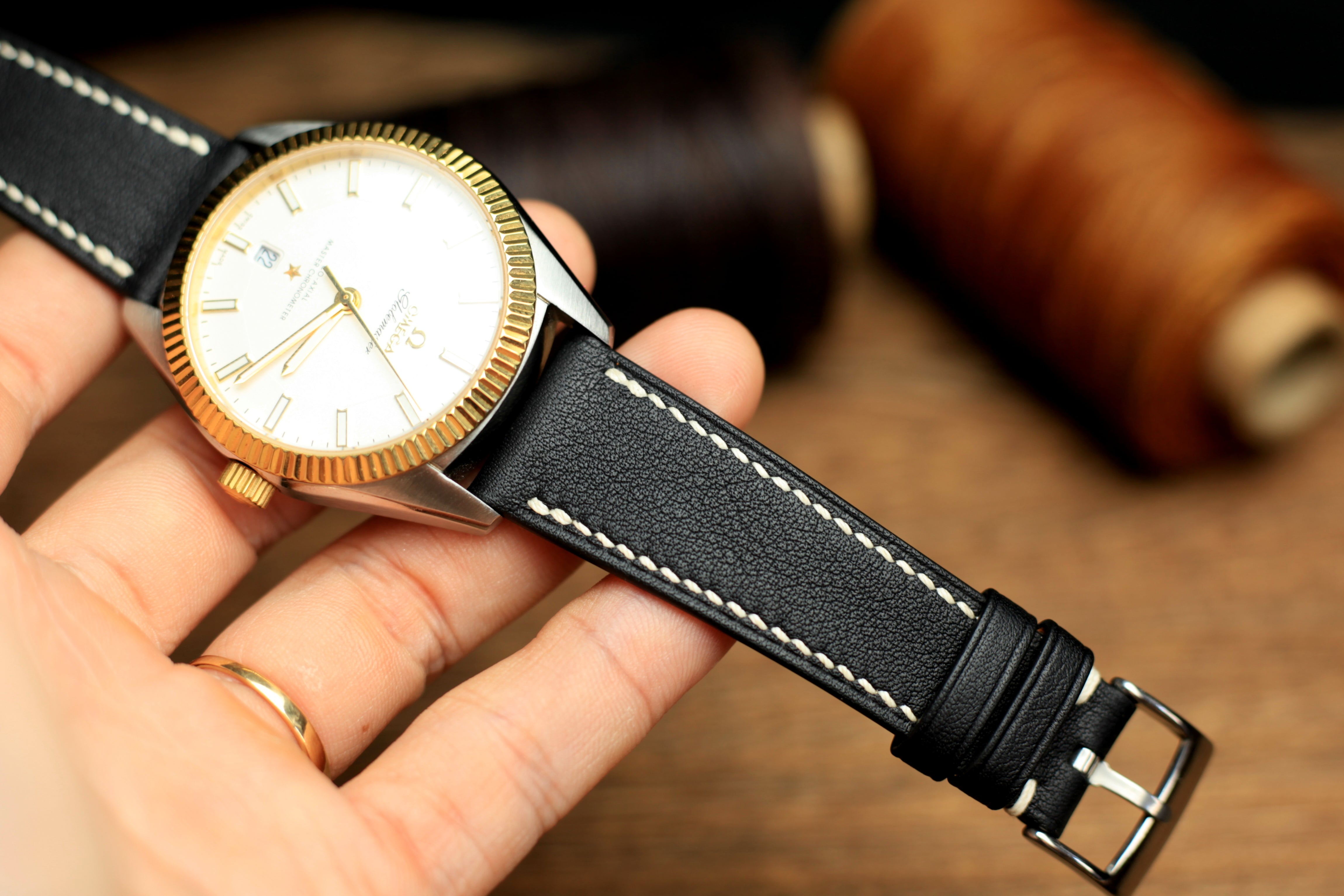 Swift Black Leather Quick Release Watch Strap