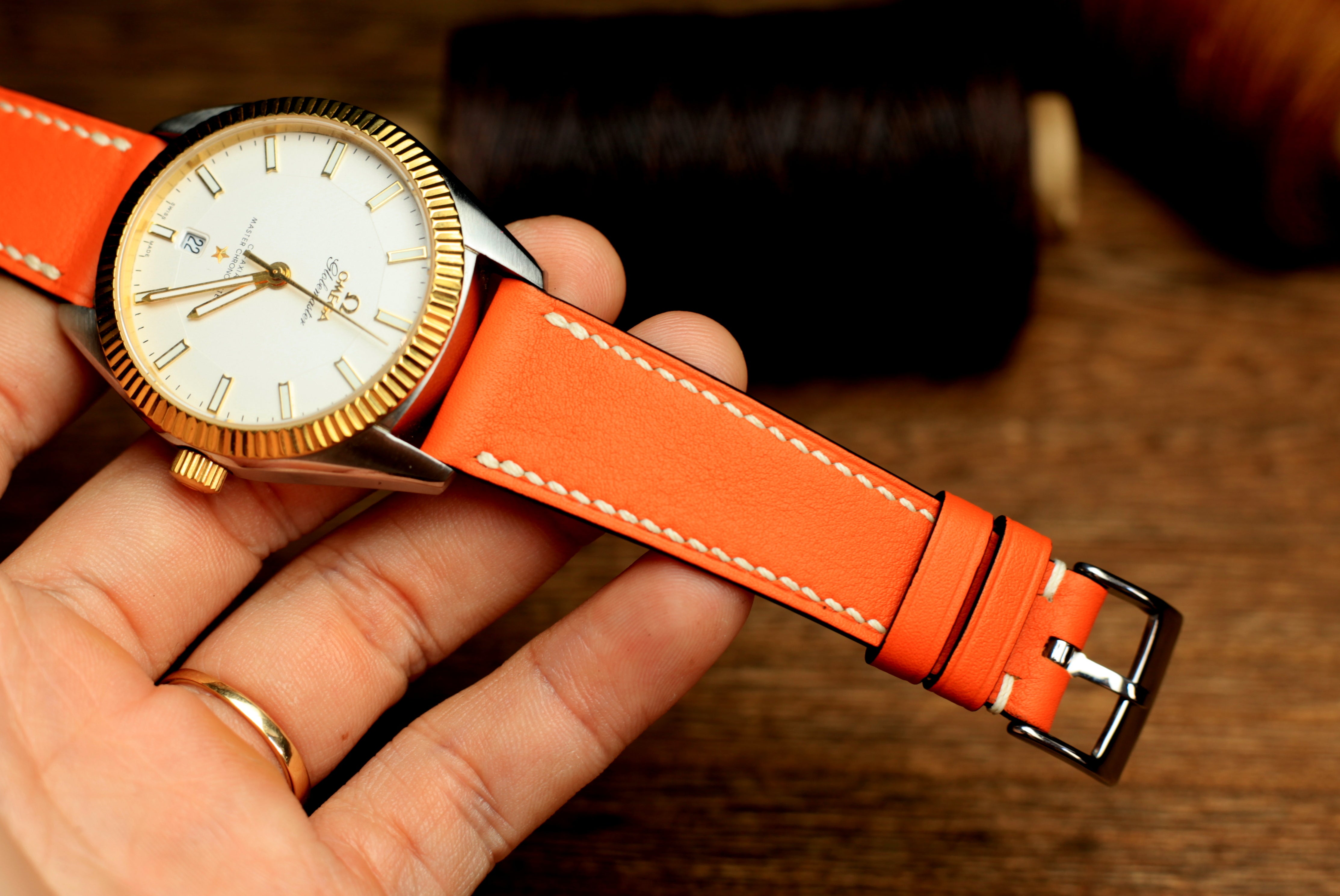 Swift Orange Leather Quick Release Watch Strap