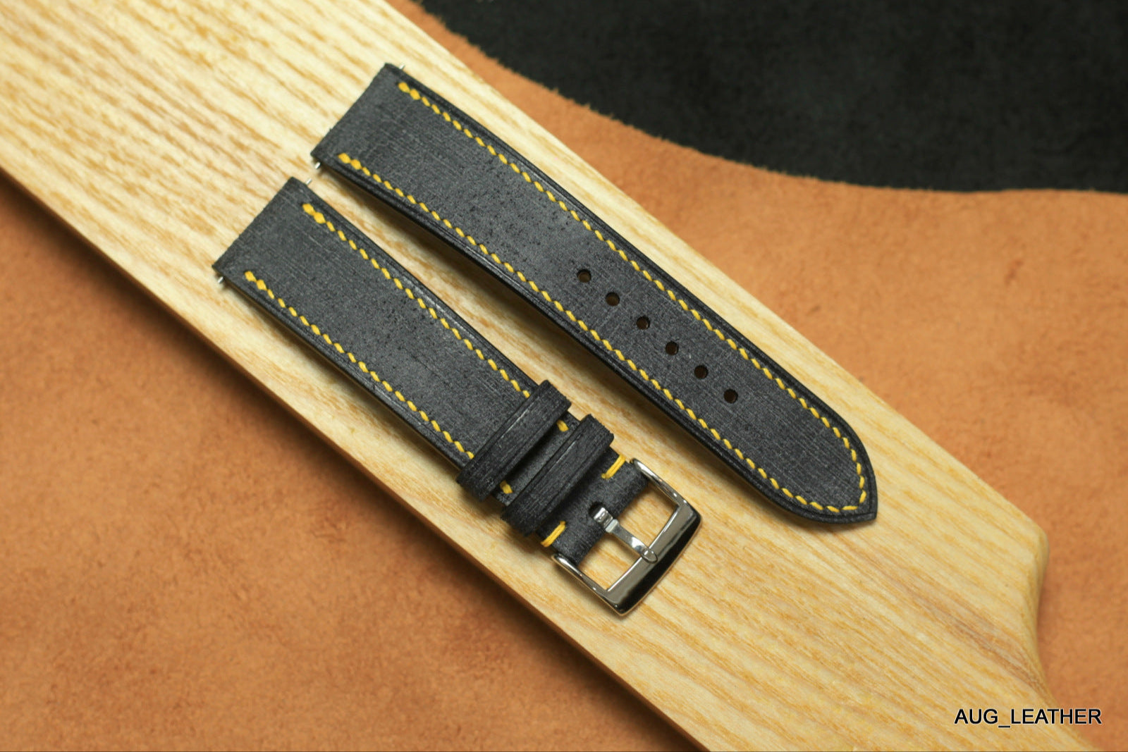 Dark Grey Babele Leather Handmade Watch Strap