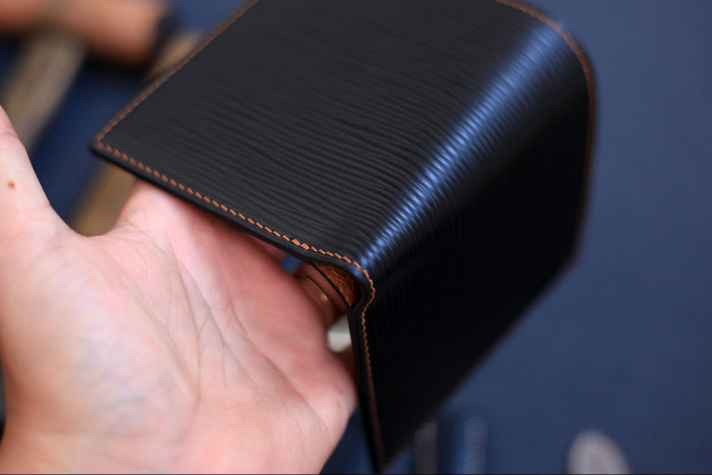 Epi Black Epsom Gold Brown Bifold Wallet