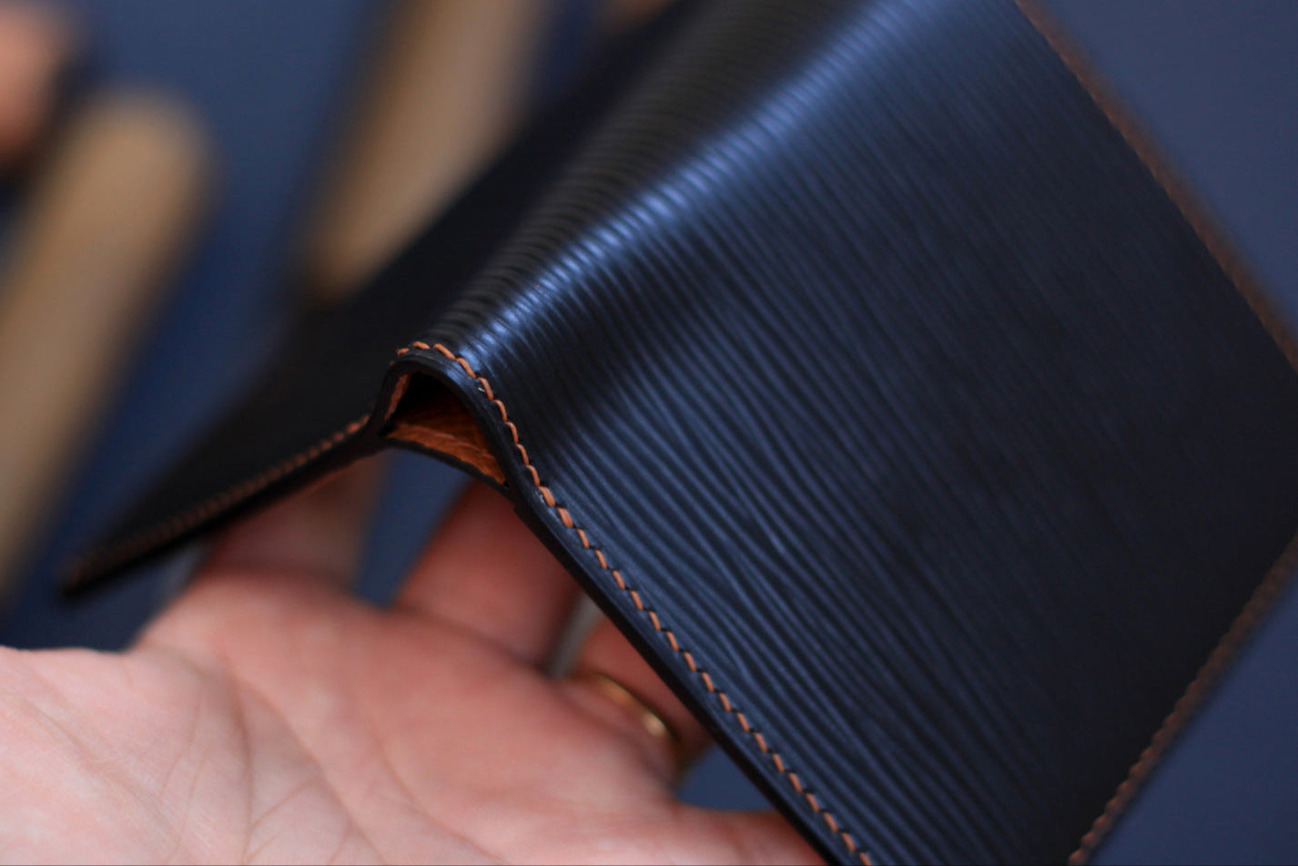 Epi Black Epsom Gold Brown Bifold Wallet