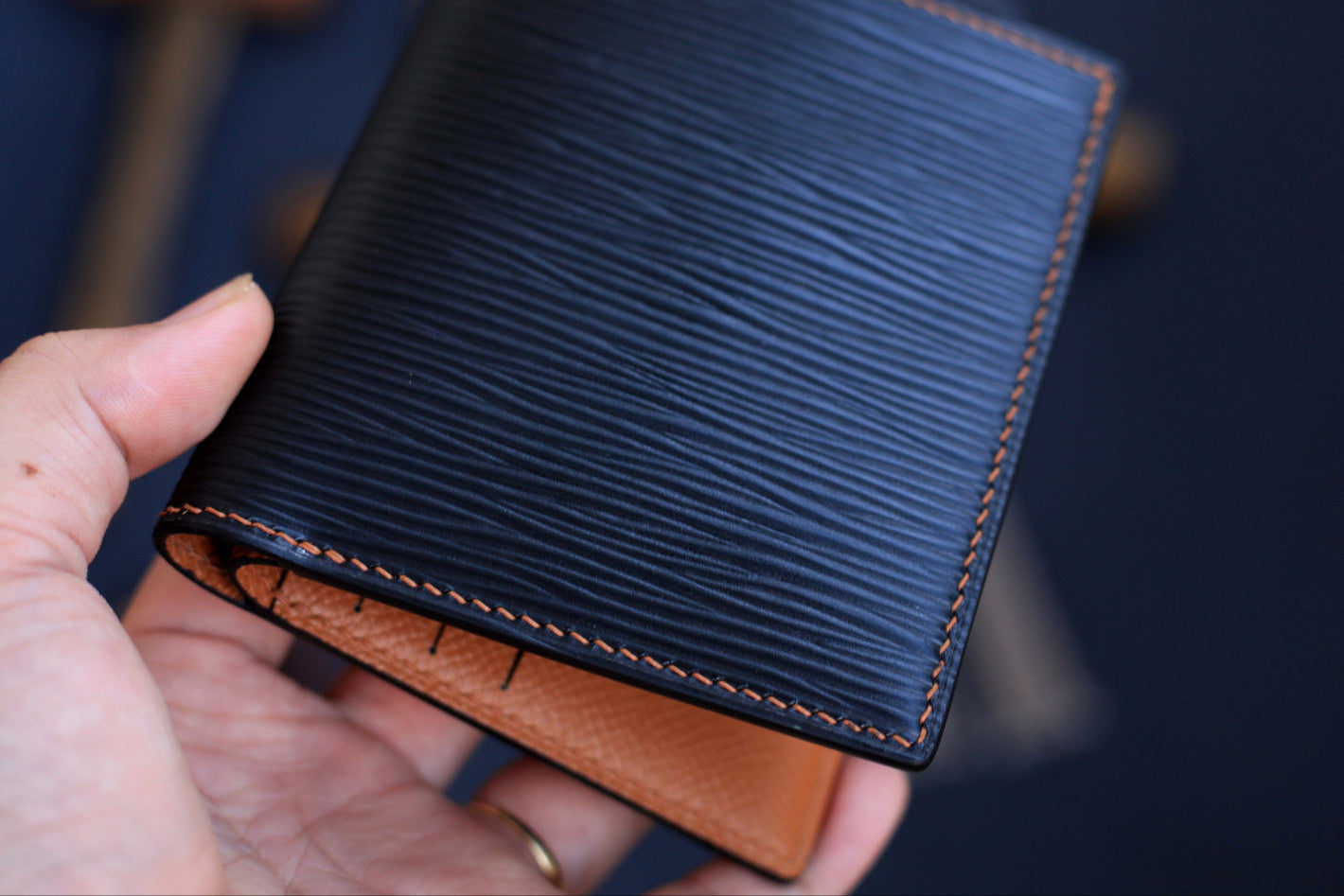 Epi Black Epsom Gold Brown Bifold Wallet
