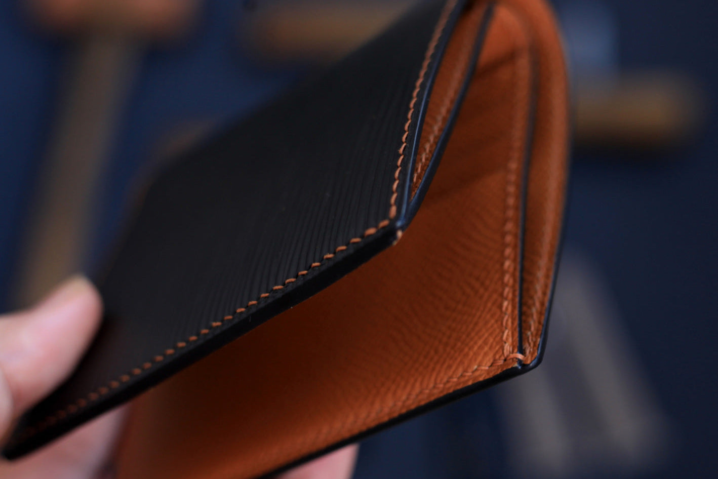 Epi Black Epsom Gold Brown Bifold Wallet