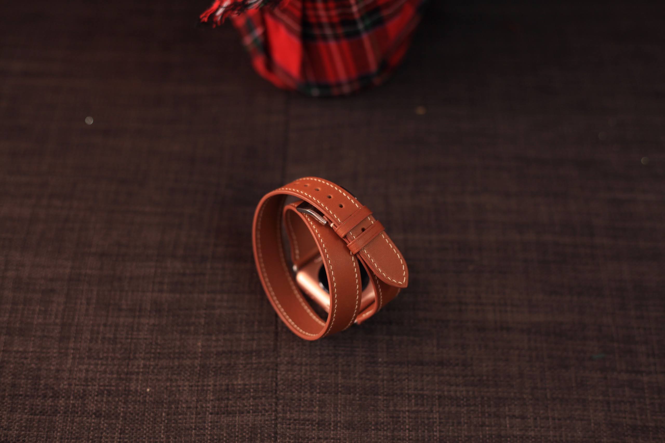 Barenia Leather Double Tour Strap for Apple Watch