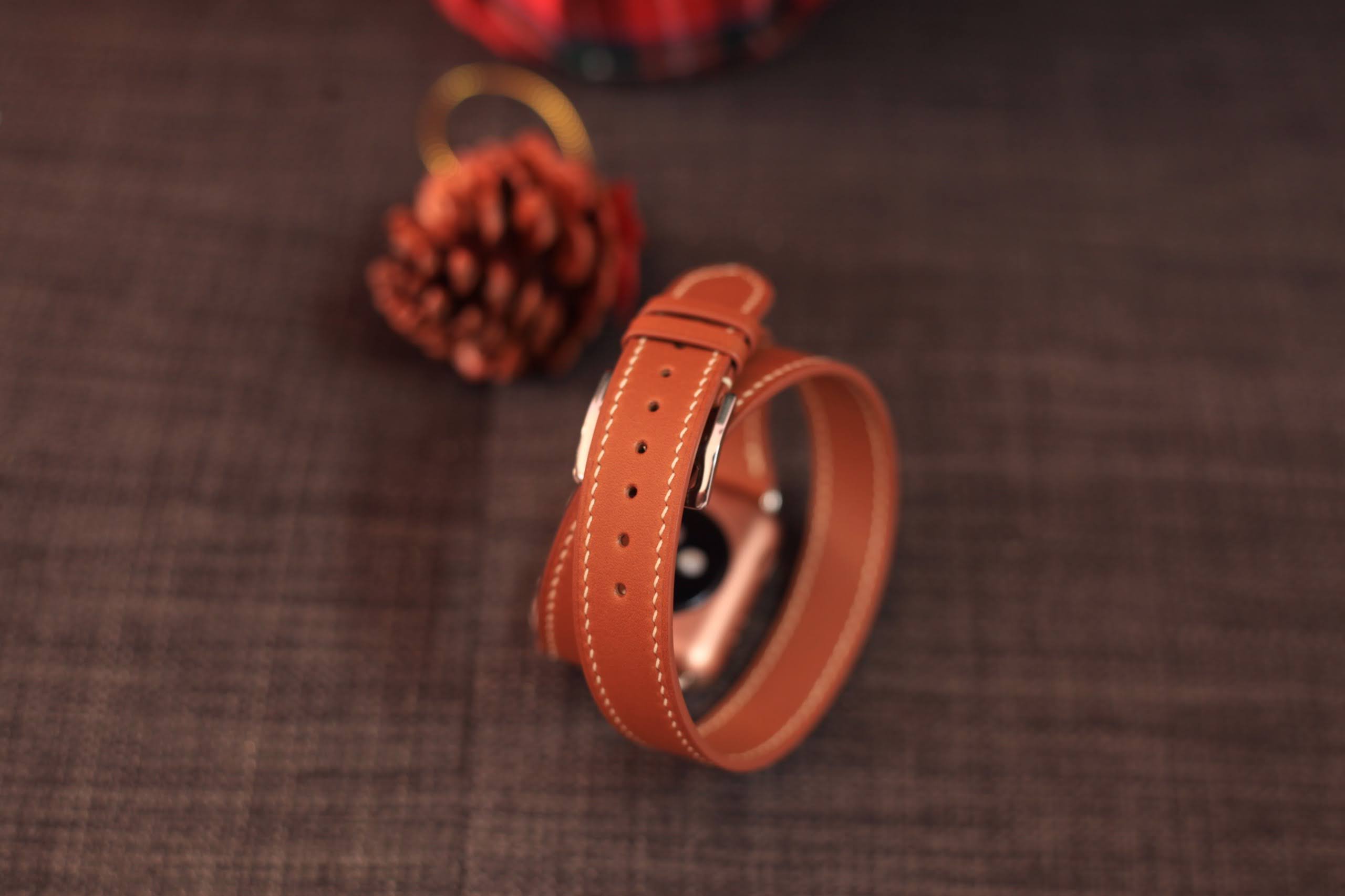 Barenia Leather Double Tour Strap for Apple Watch