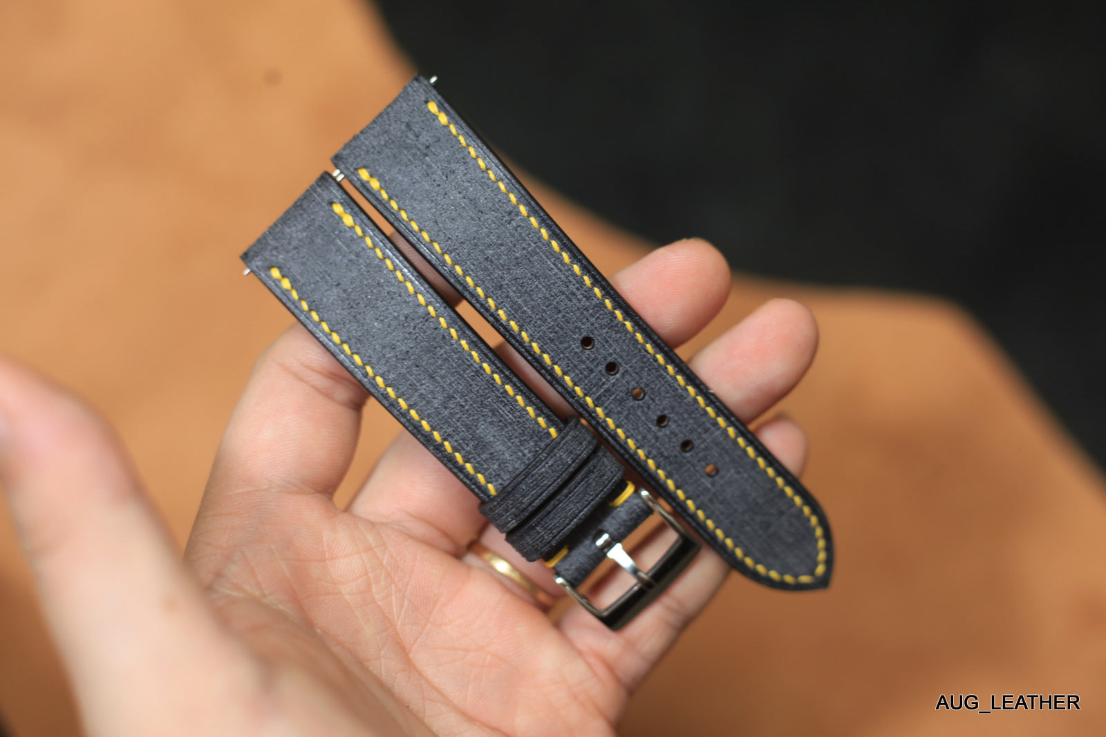 Dark Grey Babele Leather Handmade Watch Strap