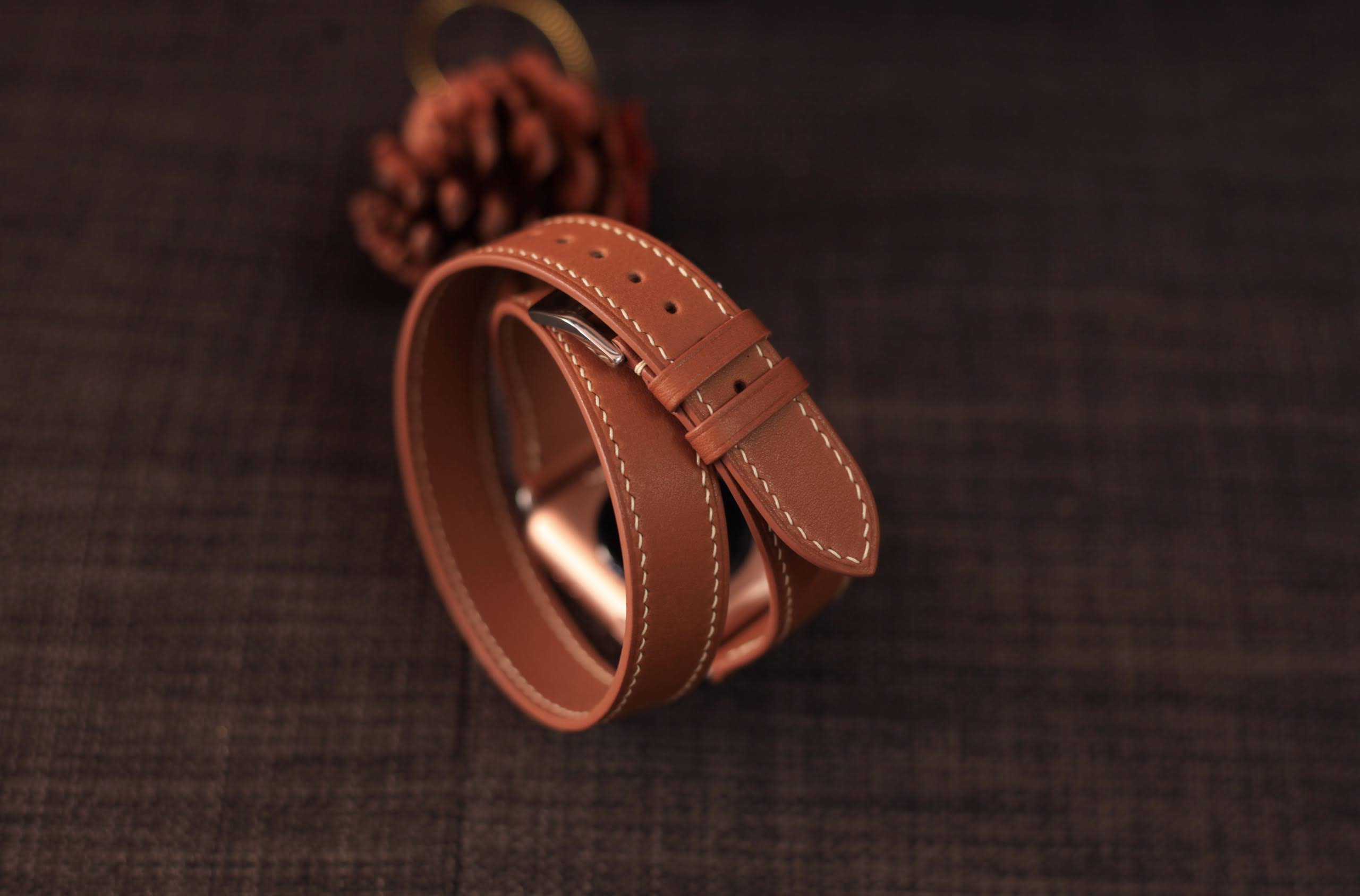 Barenia Leather Double Tour Strap for Apple Watch