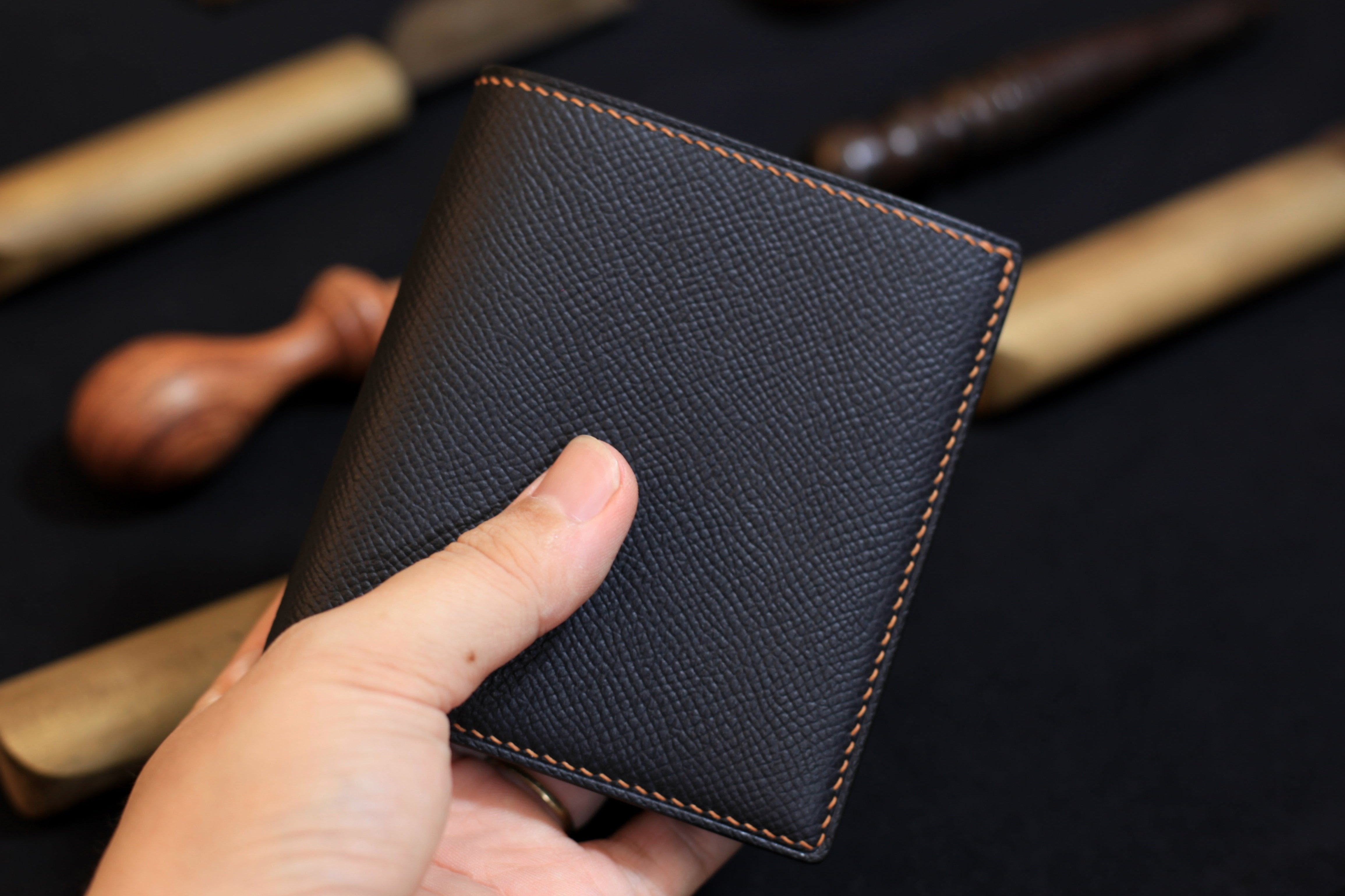 Epsom Black Gold Brown Bifold Wallet