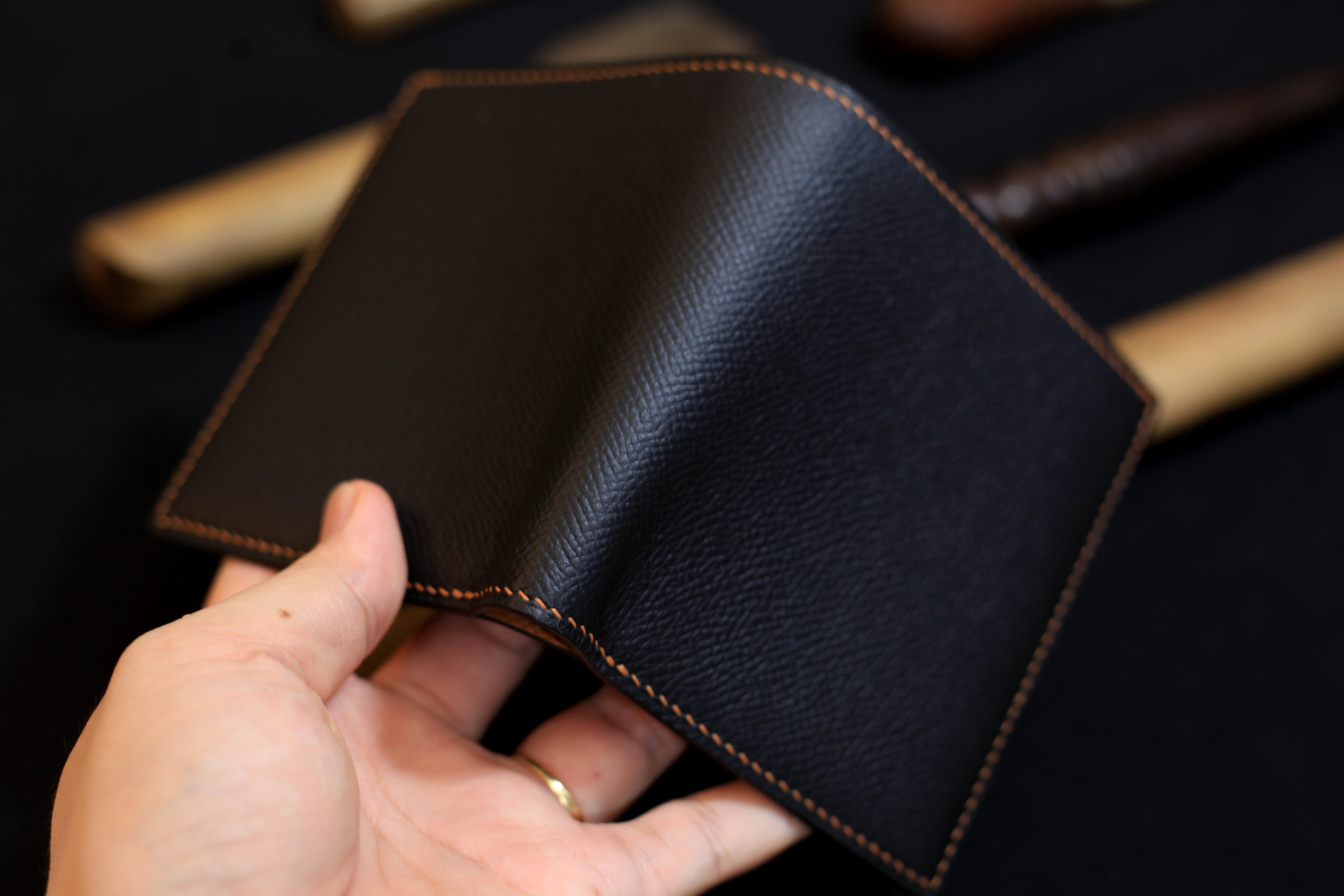 Epsom Black Gold Brown Bifold Wallet