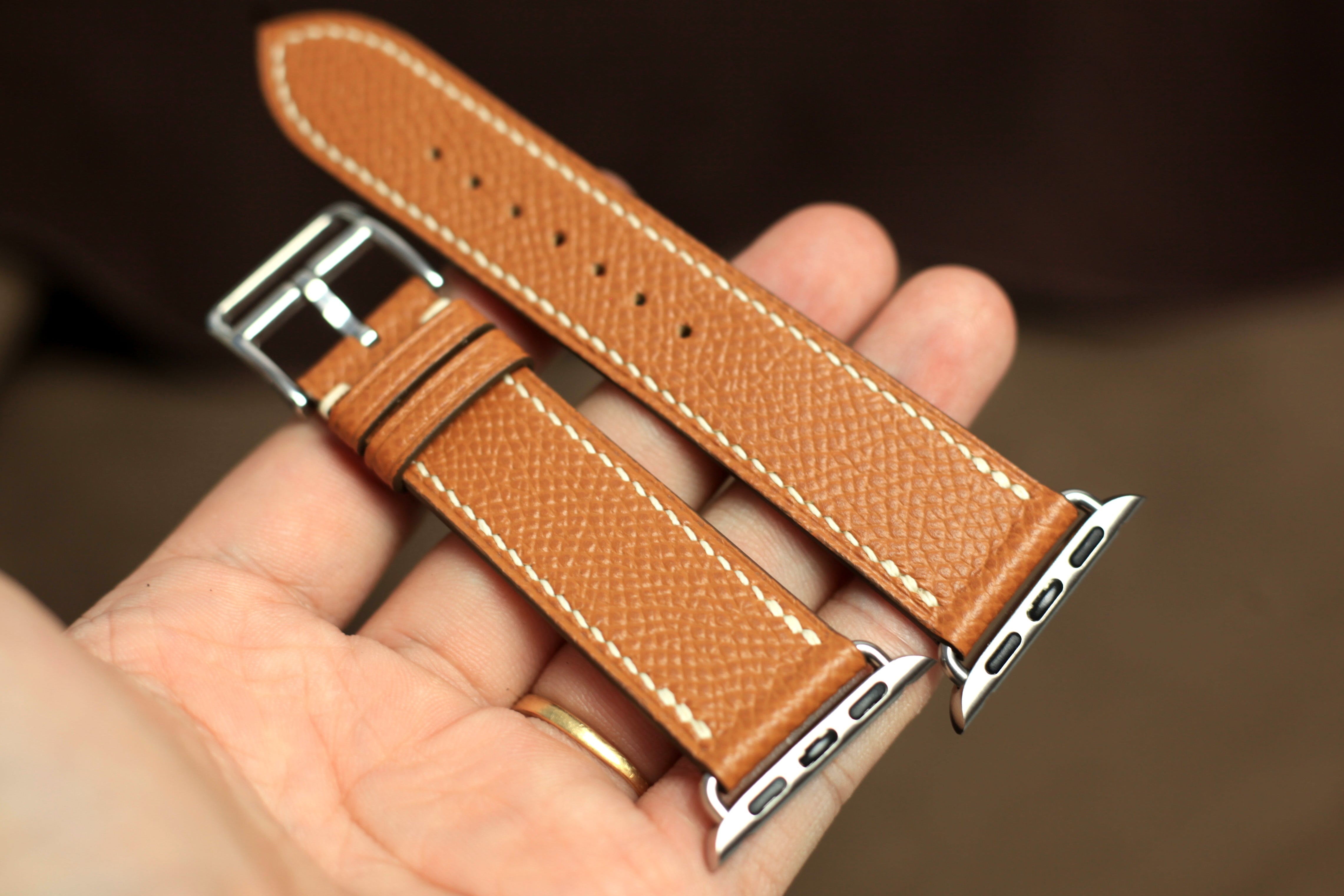 Gold Brown Epsom Leather Apple Watch Strap