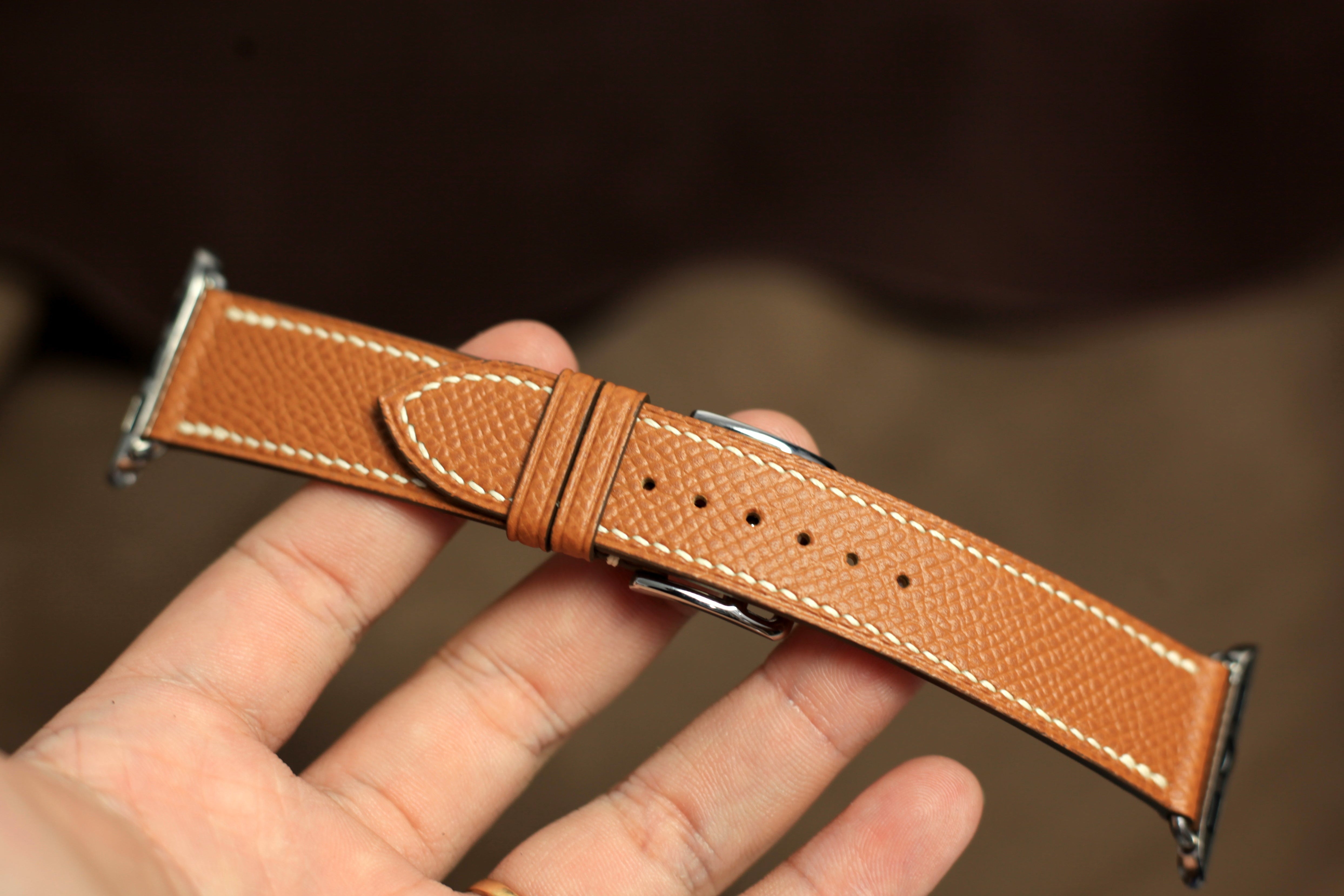 Gold Brown Epsom Leather Apple Watch Strap