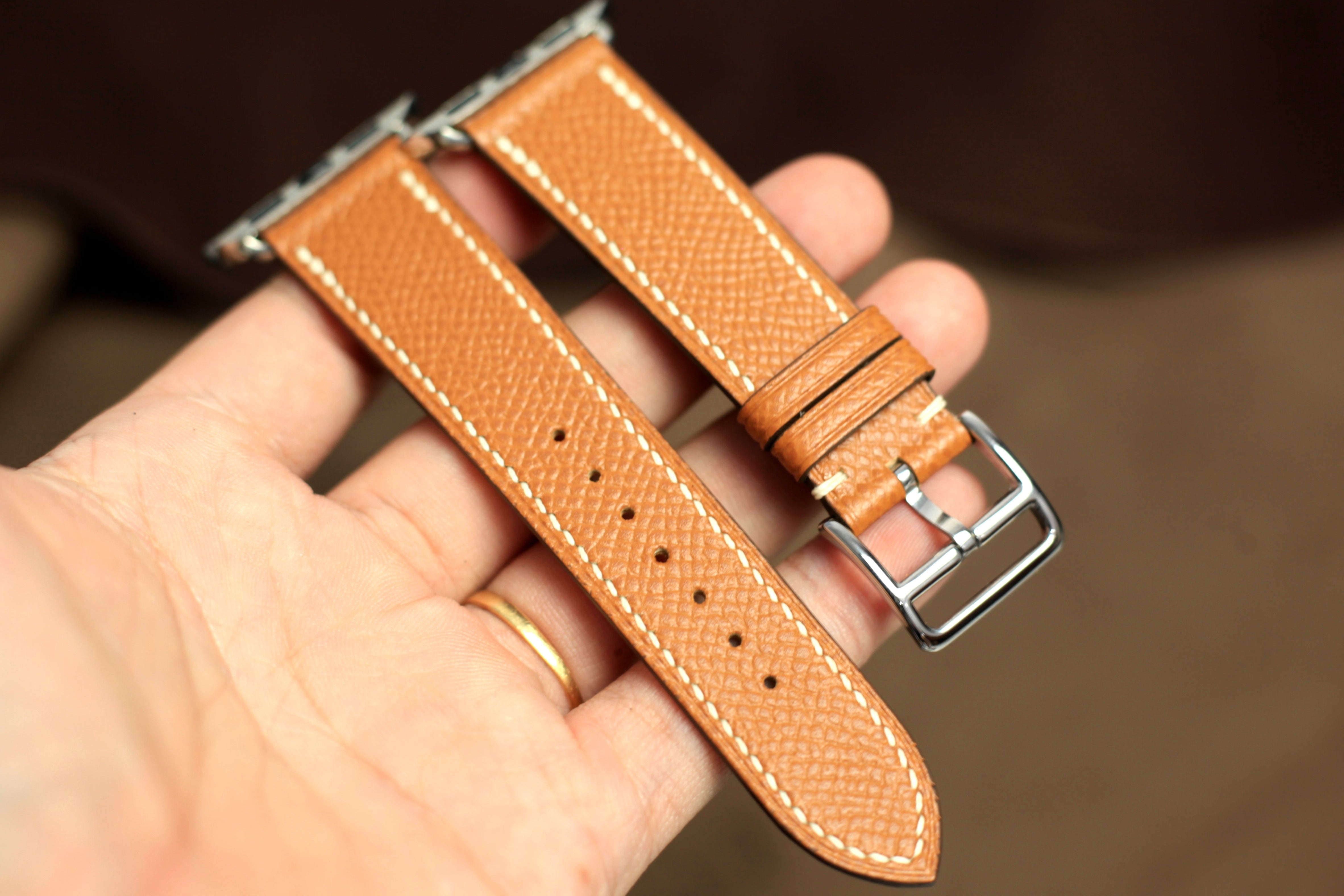 Gold Brown Epsom Leather Apple Watch Strap
