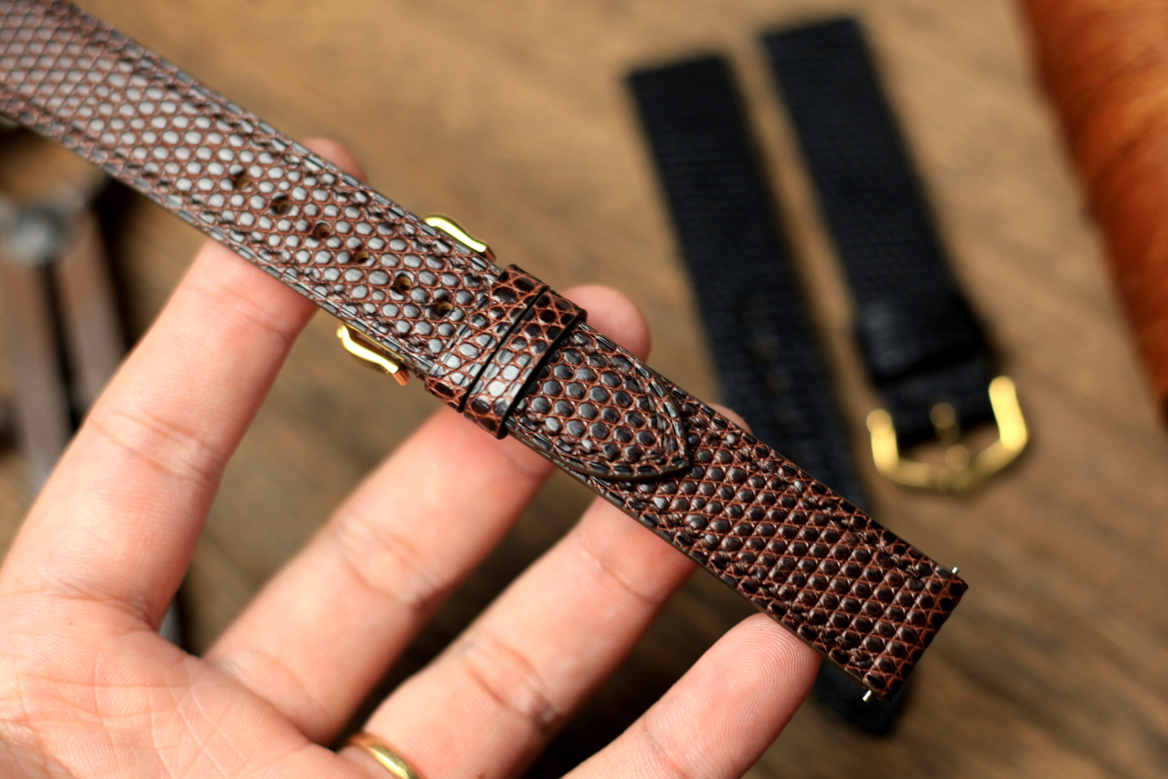 Dark Brown Lizard Leather Watch Strap