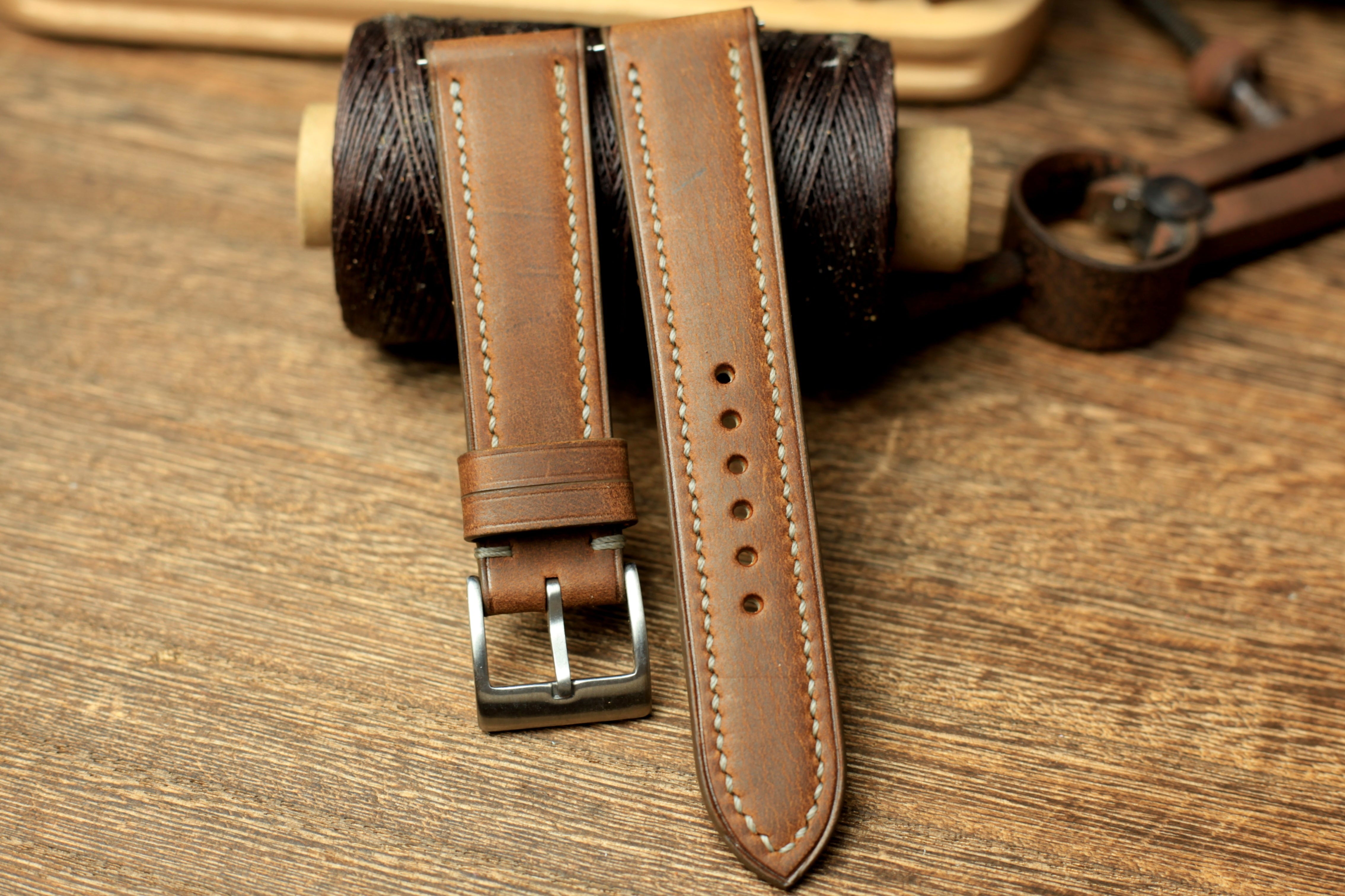 Waxy Brown Leather Quick Release Watch Strap