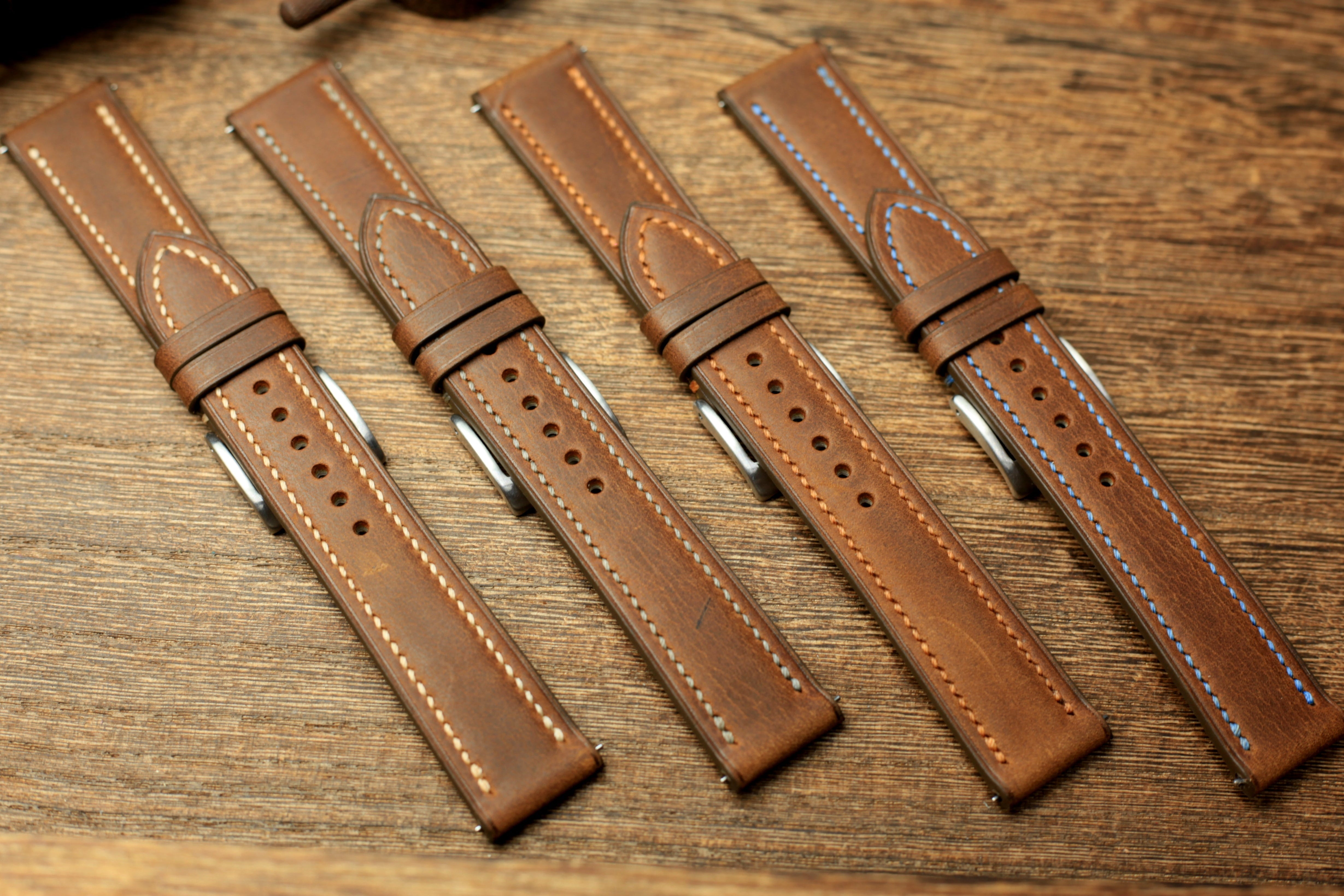Waxy Brown Leather Quick Release Watch Strap