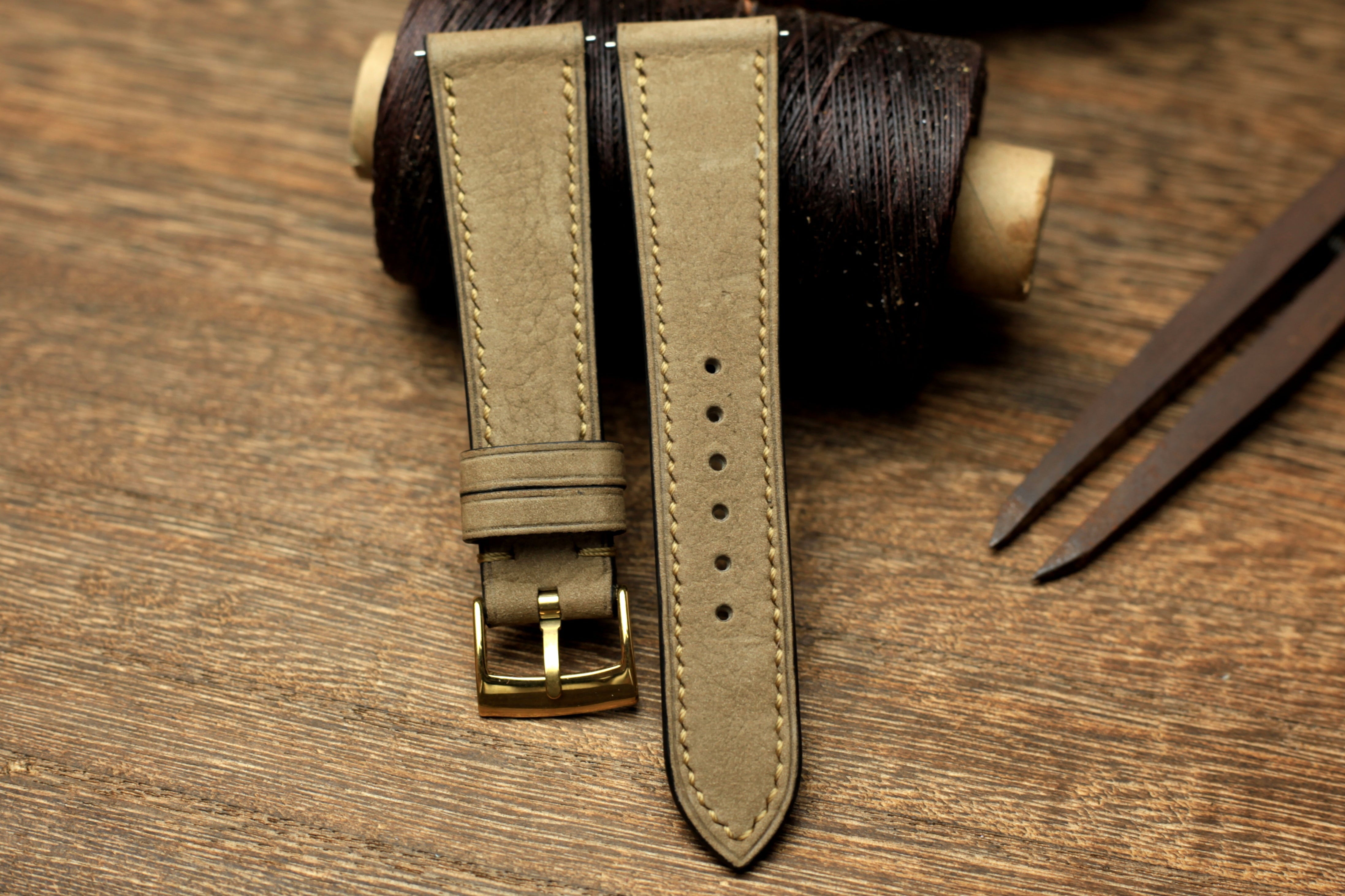 Nubuck Beige Leather Quick Release Watch Strap