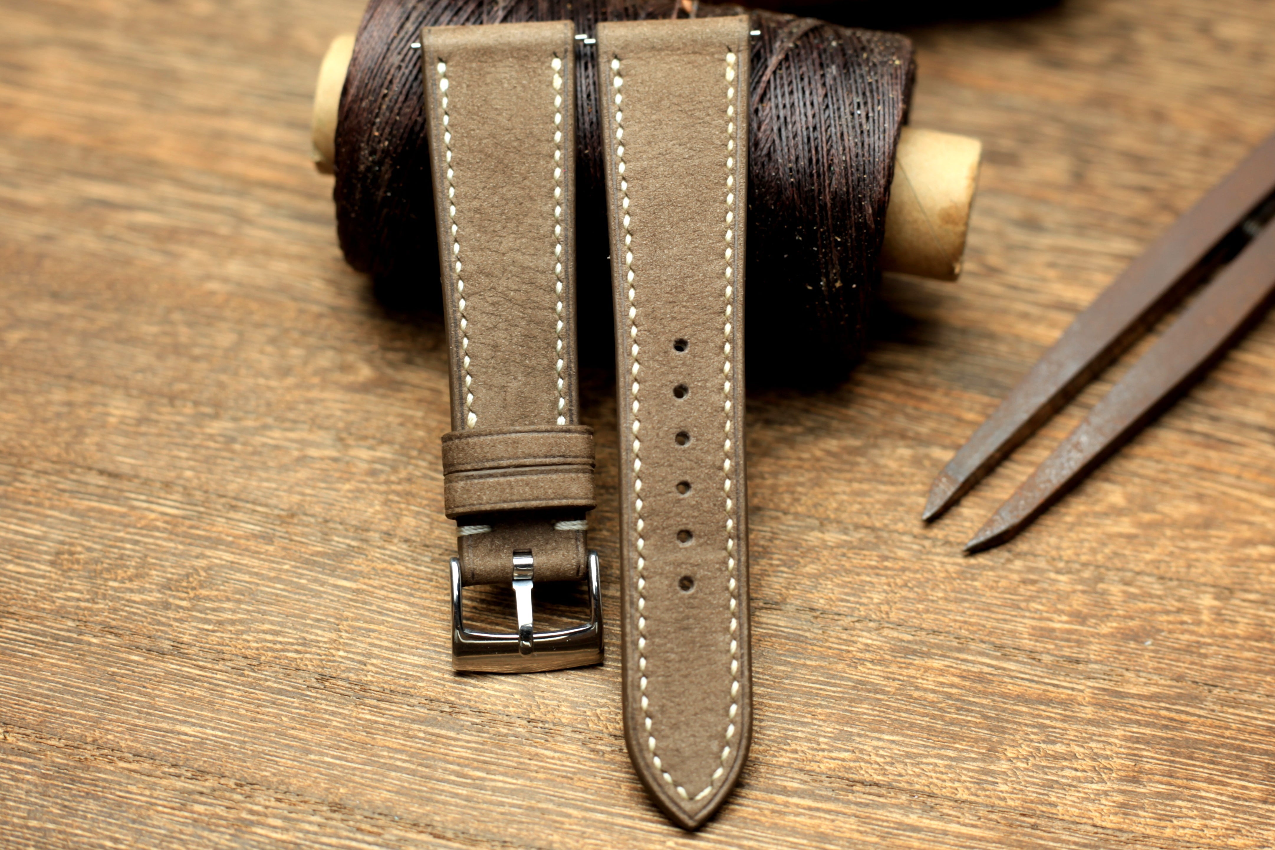 Nubuck Grey Leather Quick Release Watch Strap