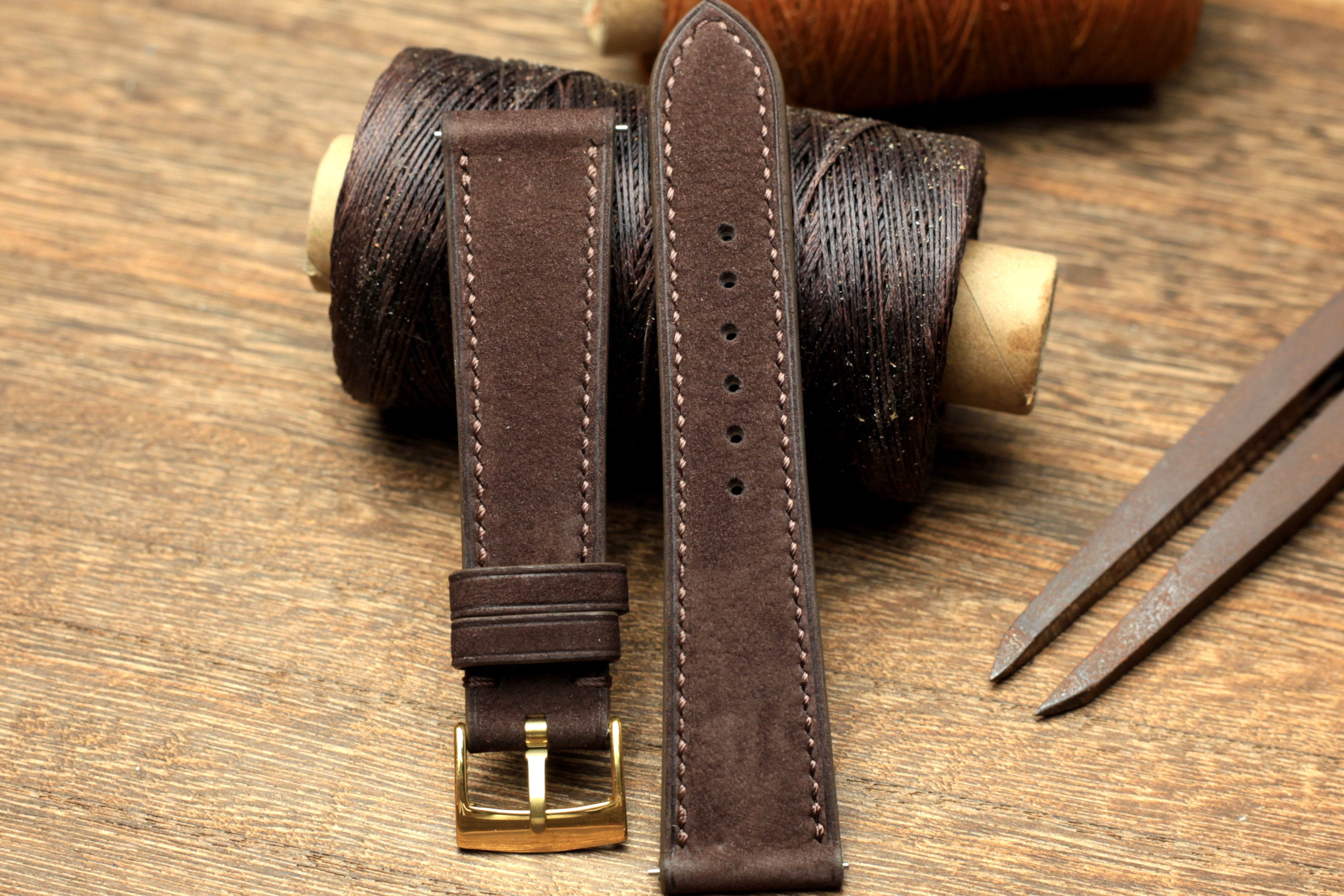 Nubuck Dark Brown Leather Quick Release Watch Strap
