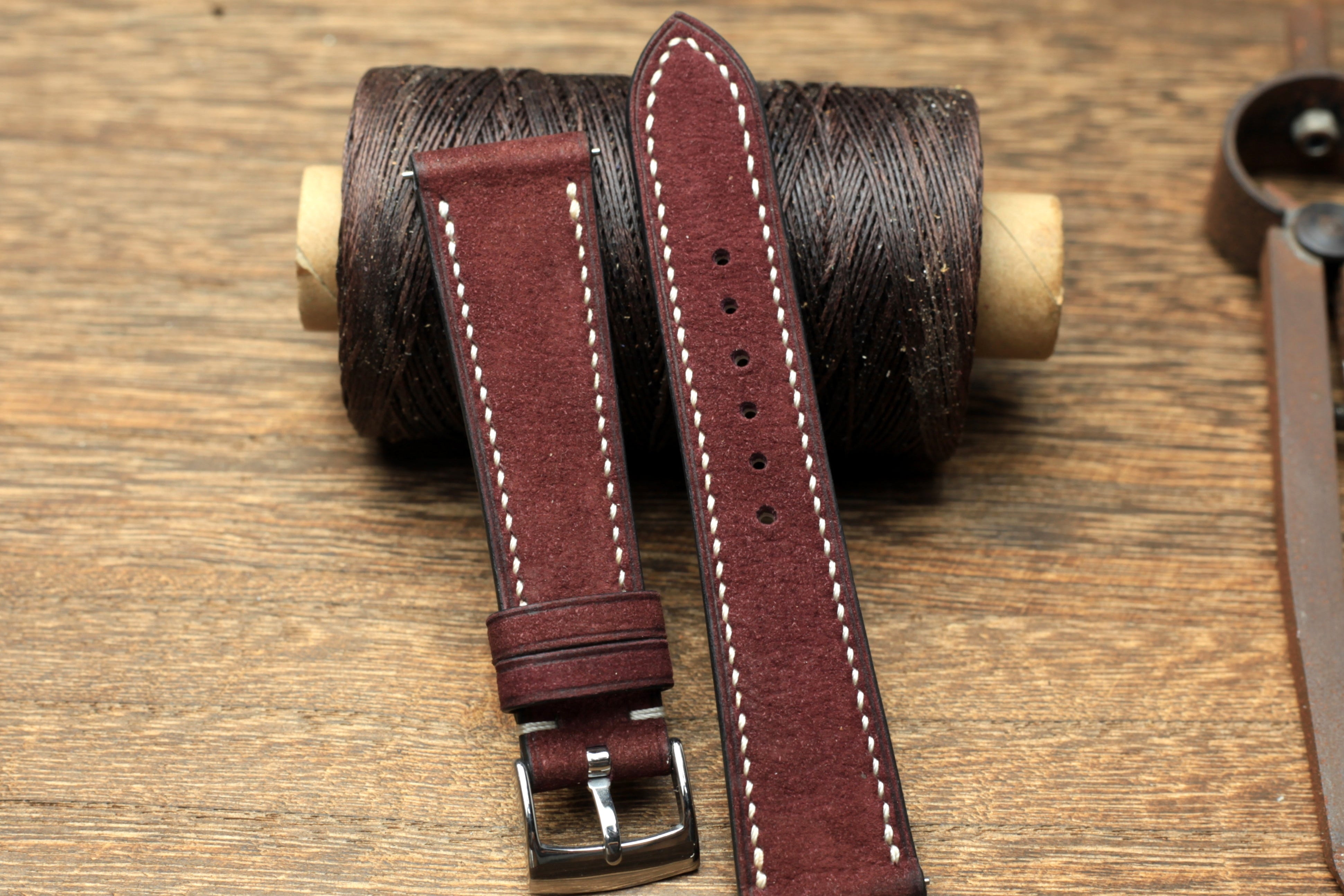 Nubuck Purple Leather Quick Release Watch Strap