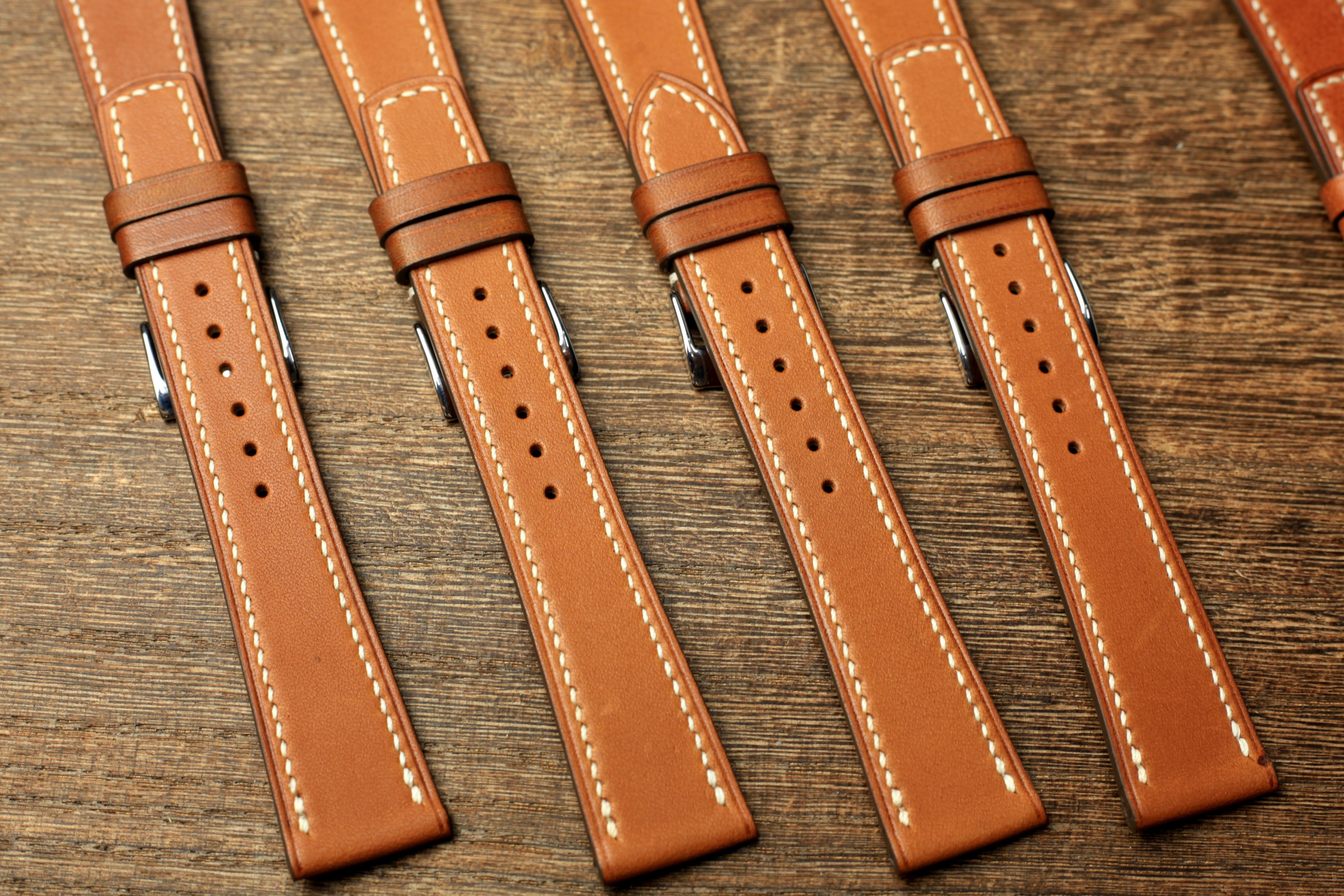 Brown Barenia Leather Square End Quick Release Watch Strap