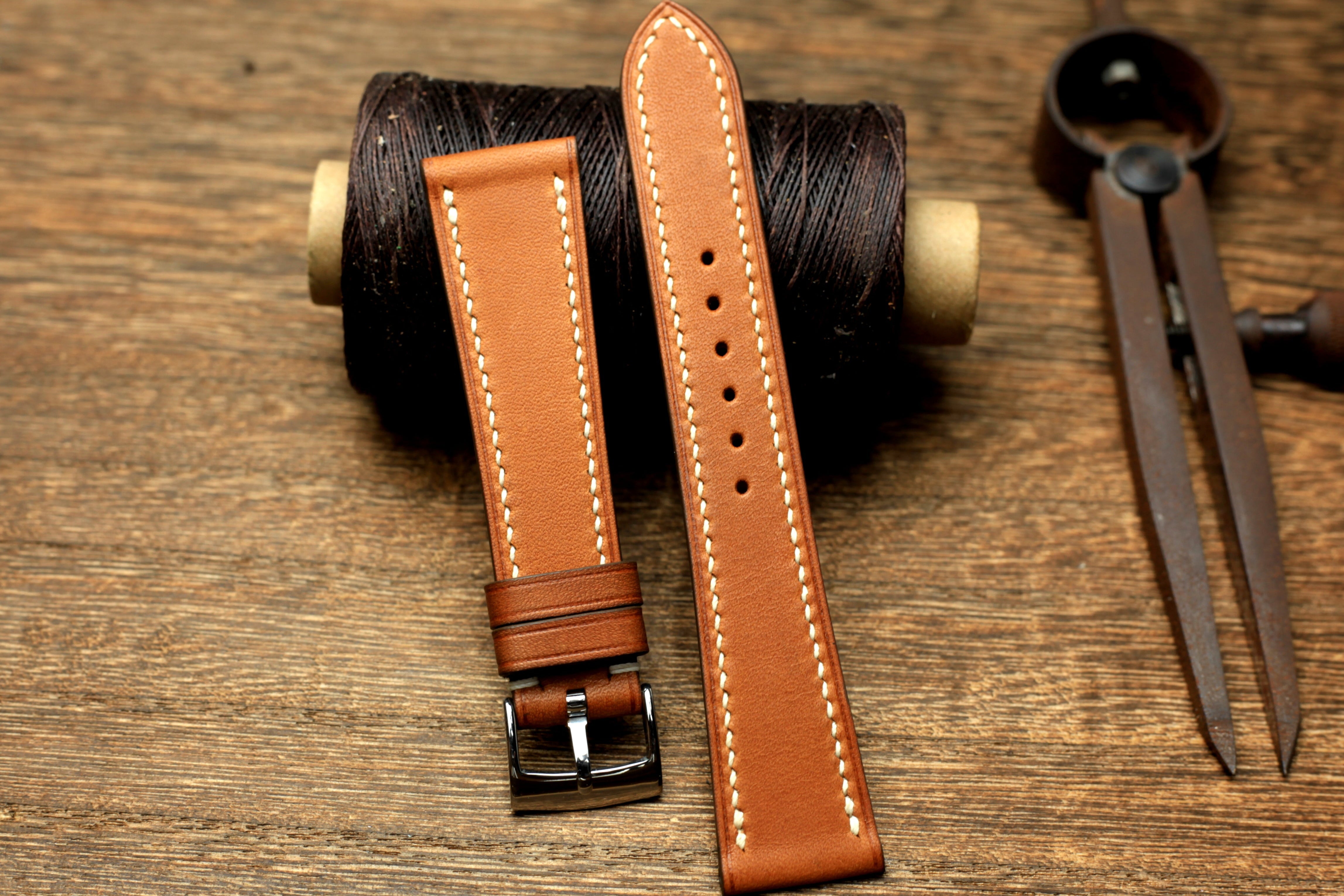 Barenia Brown Leather Handmade Quick Release Watch Strap