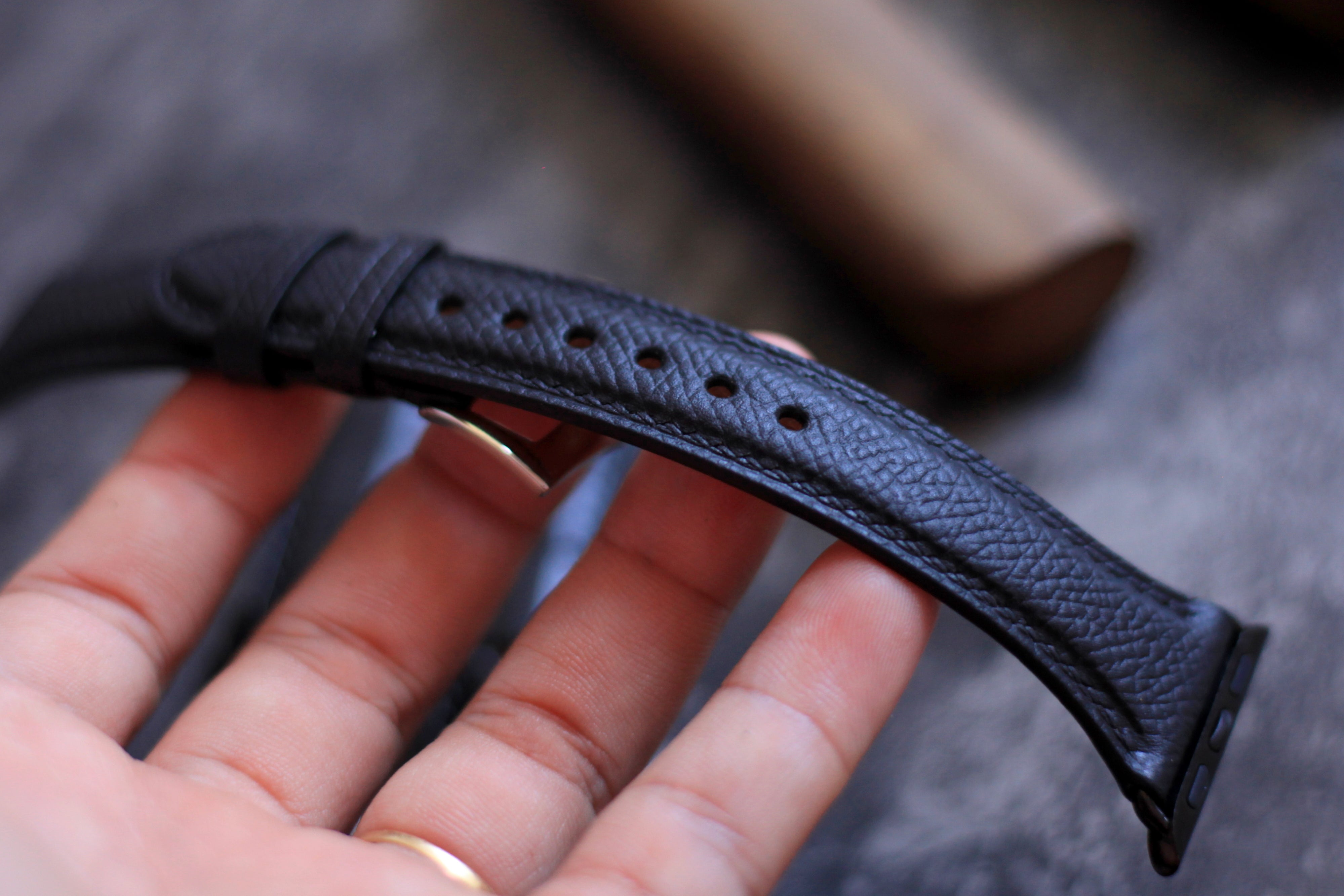 Black Epsom Leather Strap for Apple Watch