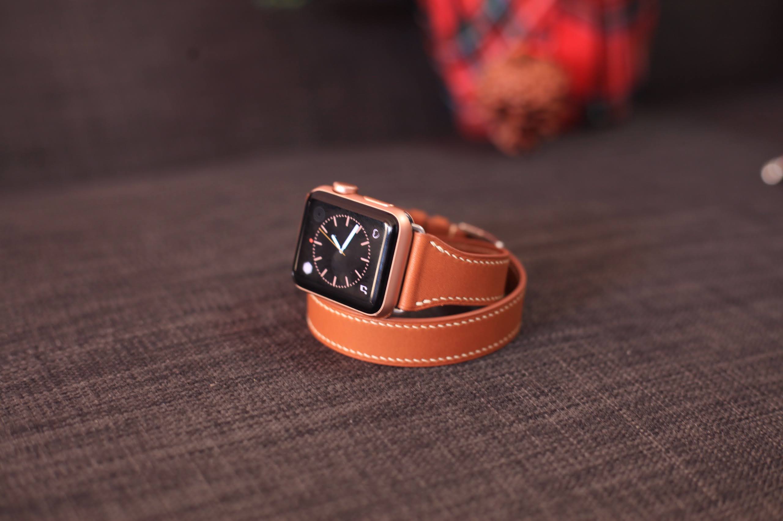 Barenia Leather Double Tour Strap for Apple Watch