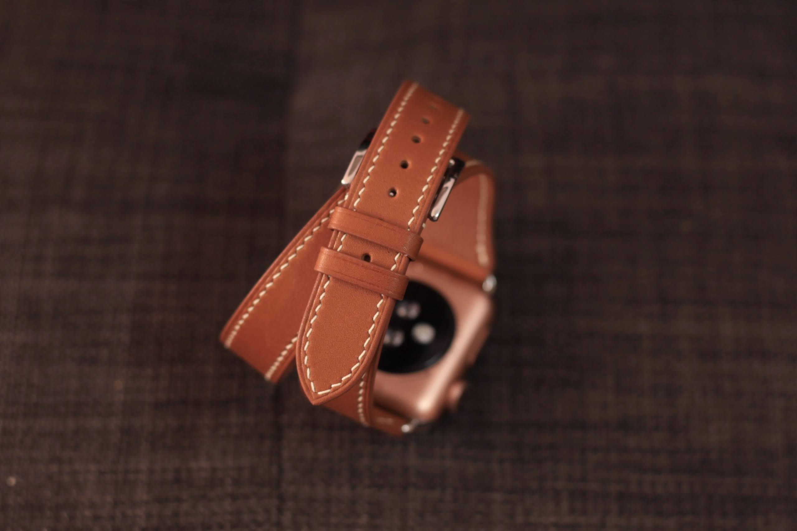 Barenia Leather Double Tour Strap for Apple Watch