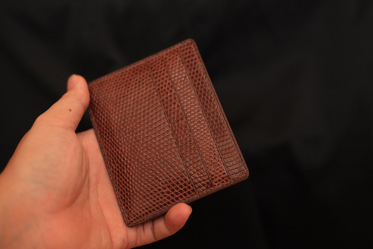 high end lizard leather card holder
