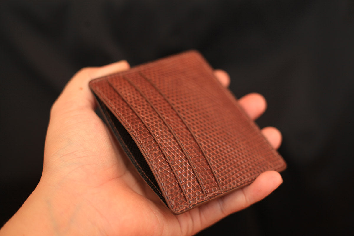high quality lizard leather card holder